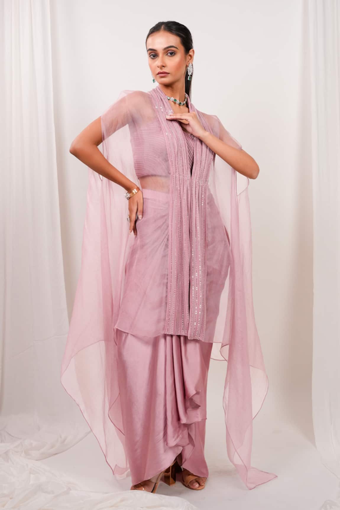 Day And Mood Wired Kaftan Dhoti Skirt & Blouse Set