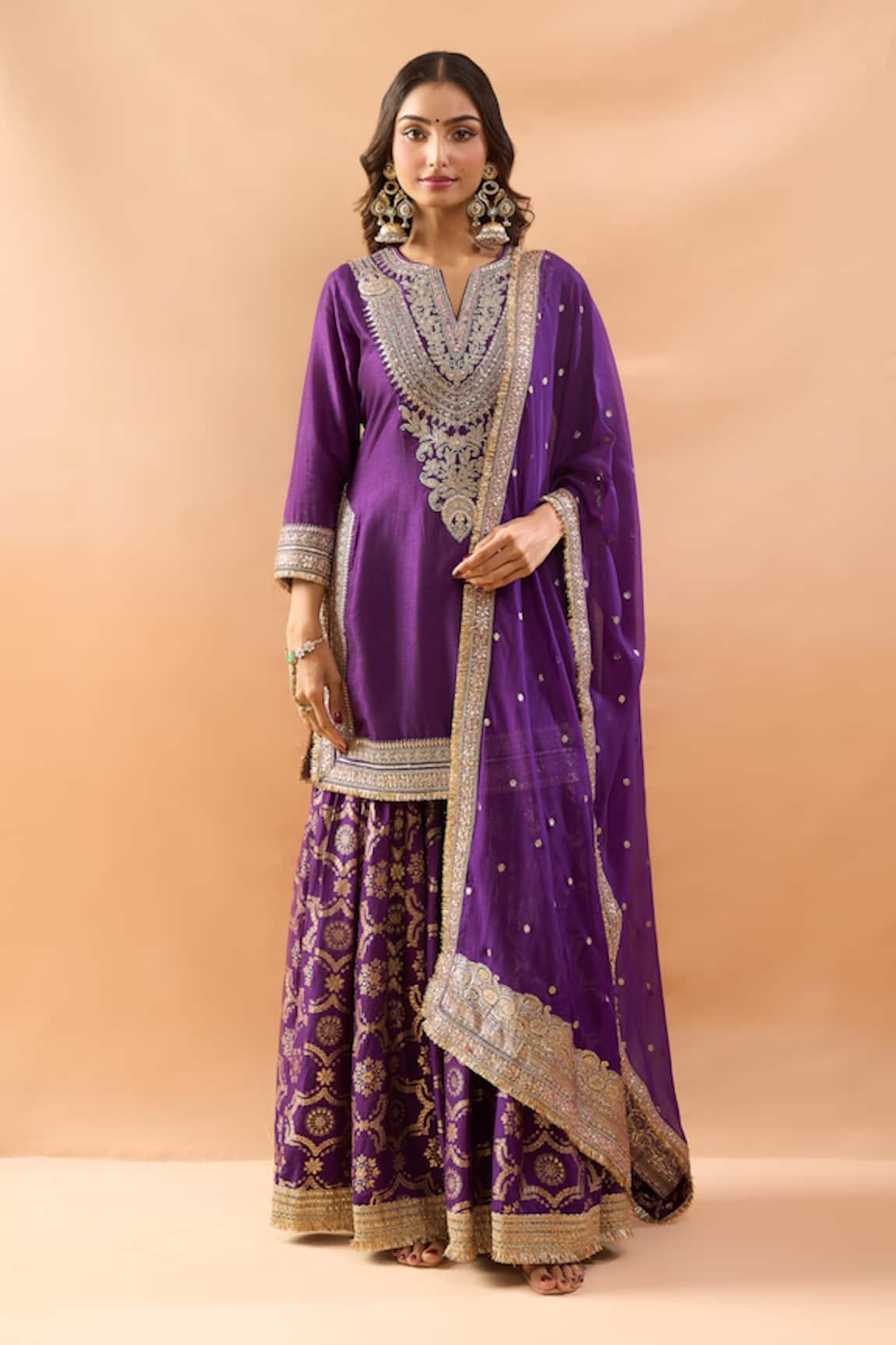 Gopi Vaid Embroidered Kurta & Printed Sharara Set