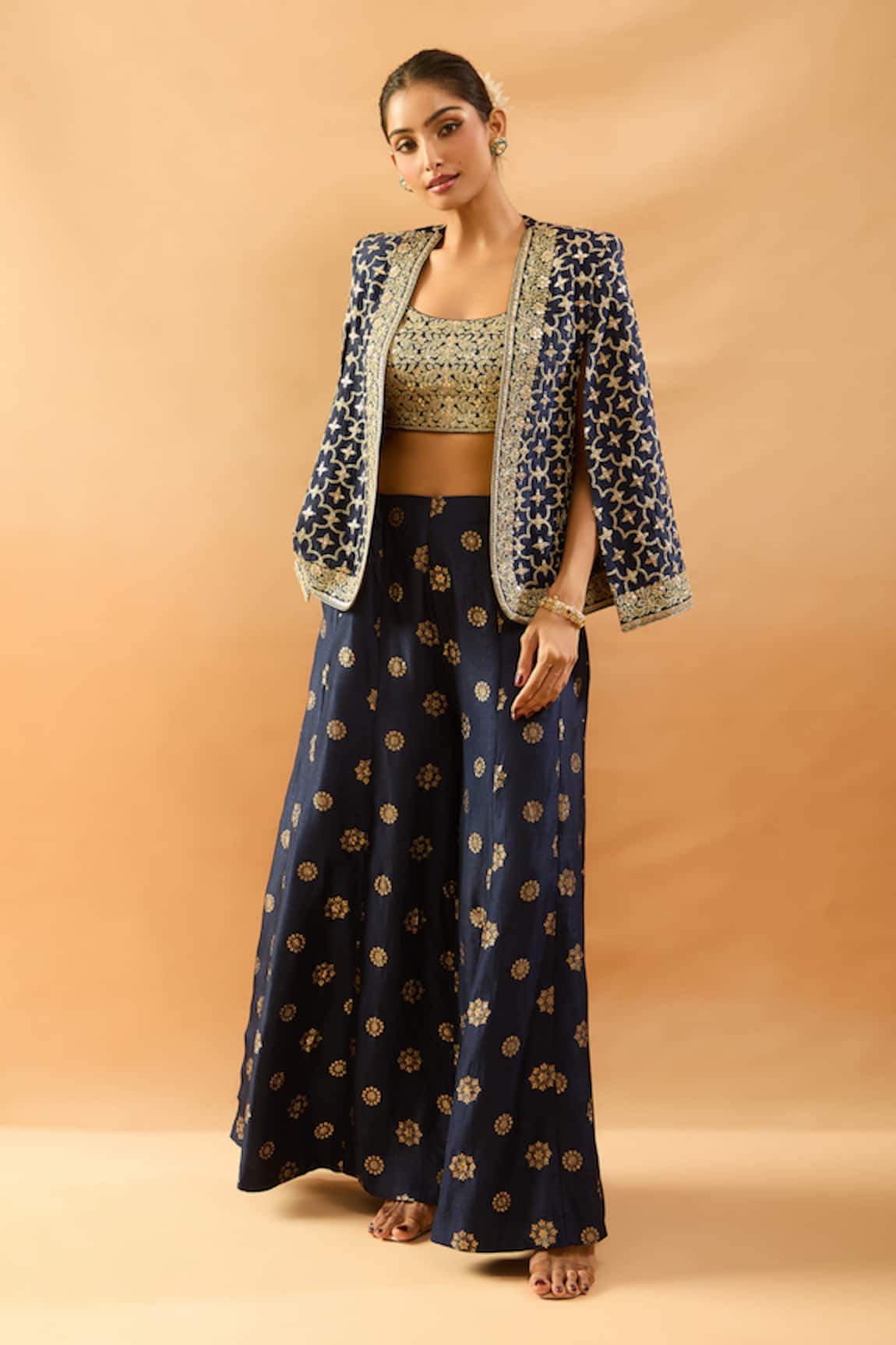 Gopi Vaid Embroidered Blouse, Jacket & Palazzo Set