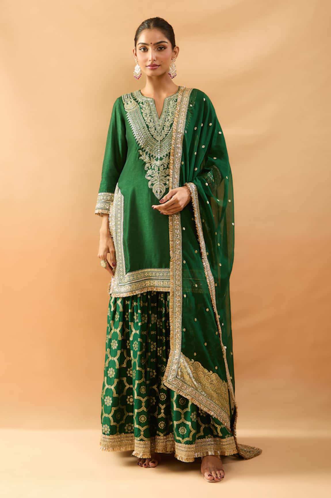 Gopi Vaid Embroidered Kurta & Printed Sharara Set