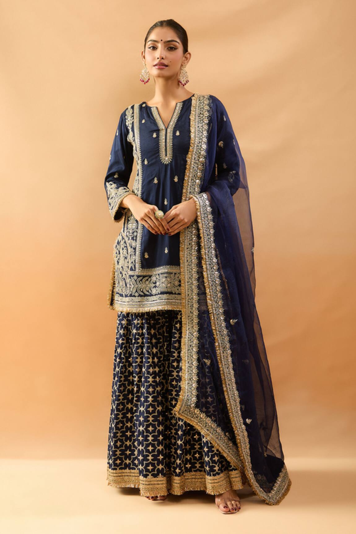 Gopi Vaid Embroidered Kurta Sharara & Dupatta Set