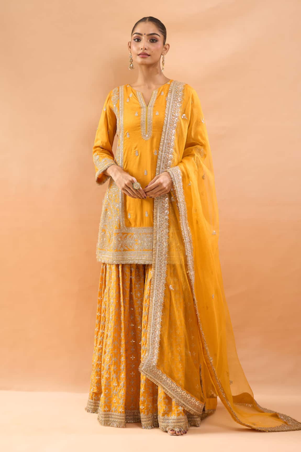 Gopi Vaid Embroidered Kurta Sharara & Dupatta Set 