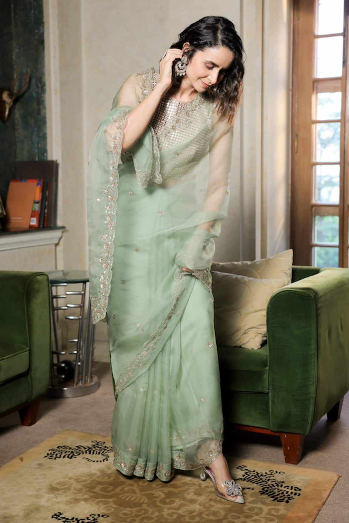 Summer By Priyanka Gupta Mirror Sitara Saree With Blouse