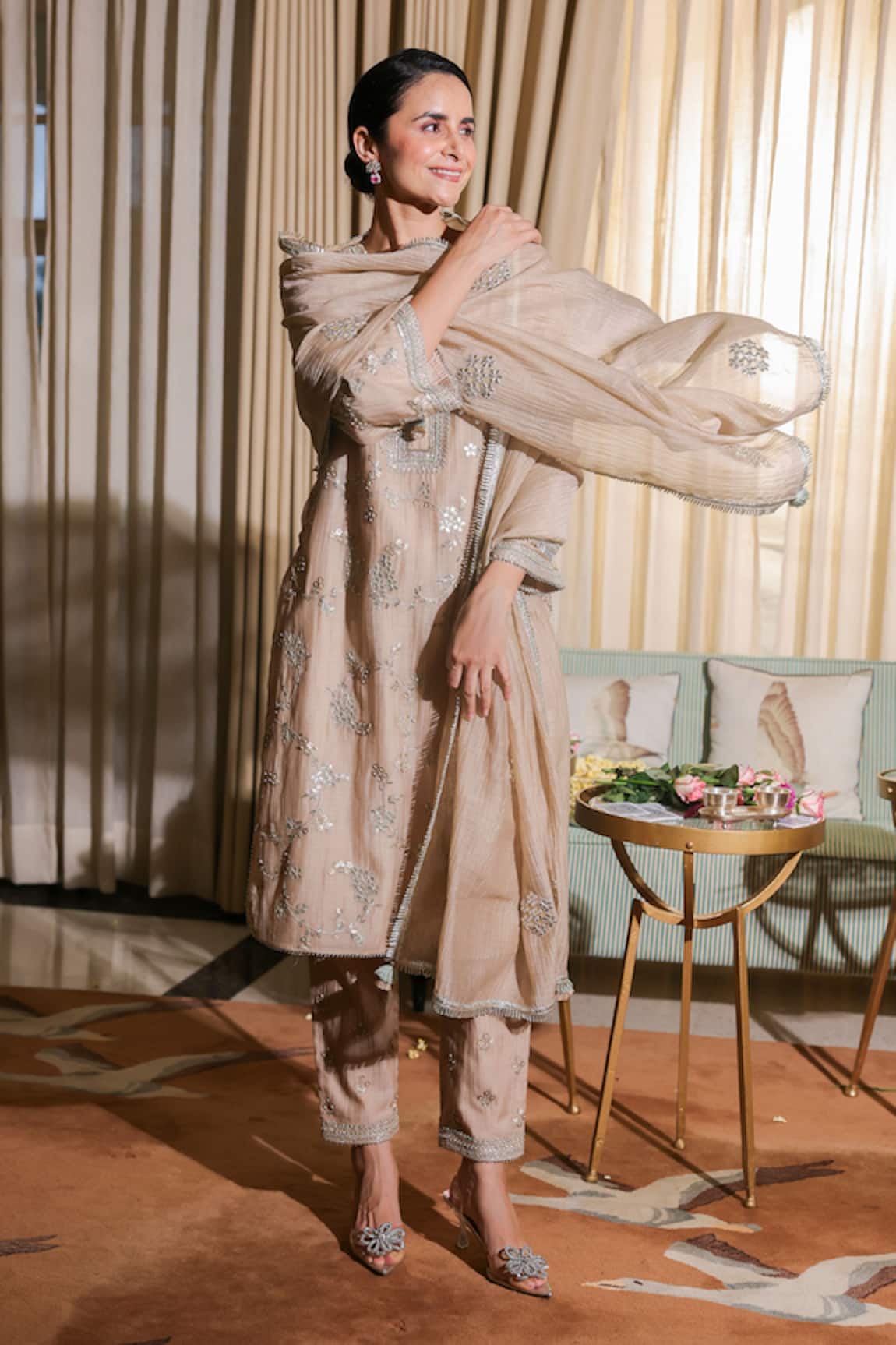 Summer By Priyanka Gupta Vrinda Gota Jaal Kurta Set