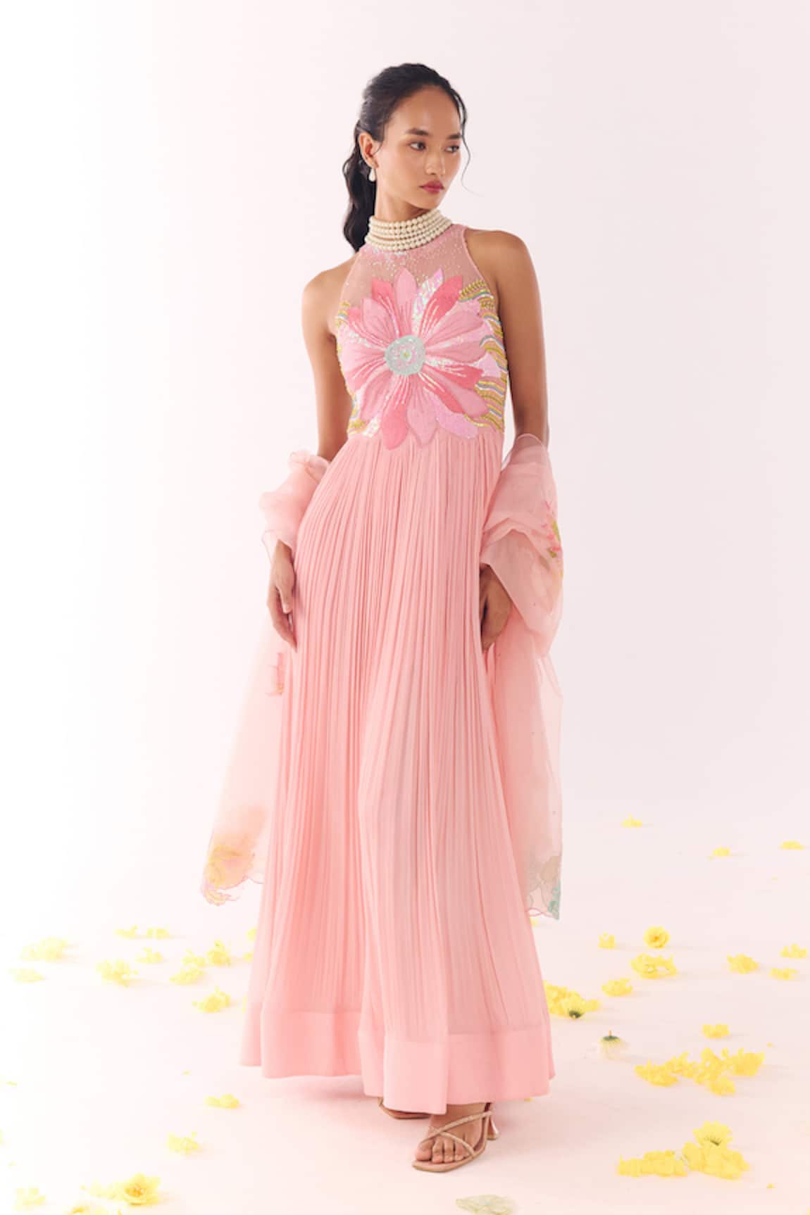 Show Shaa Blush Pink Embroidered Anarkali With Dupatta 