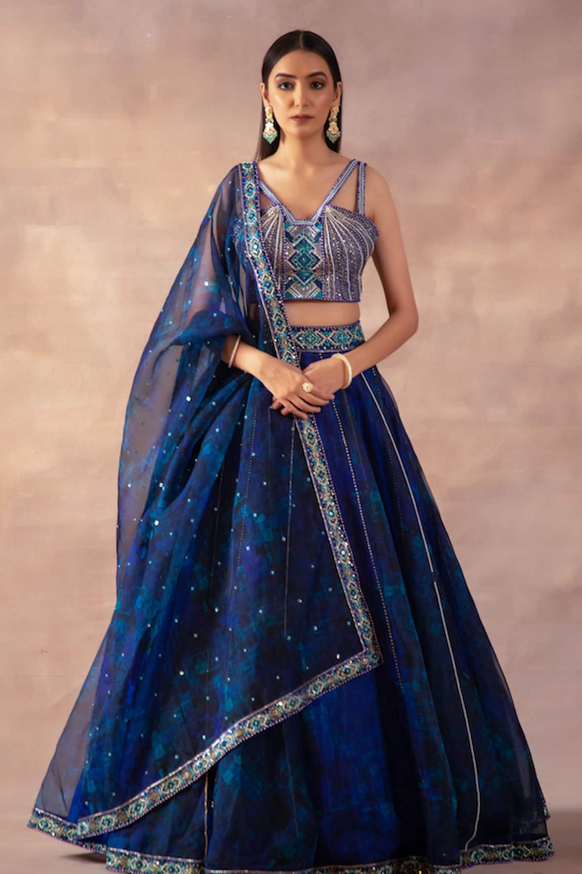 Laxmishriali Printed & Embroidered Organza Lehenga Set