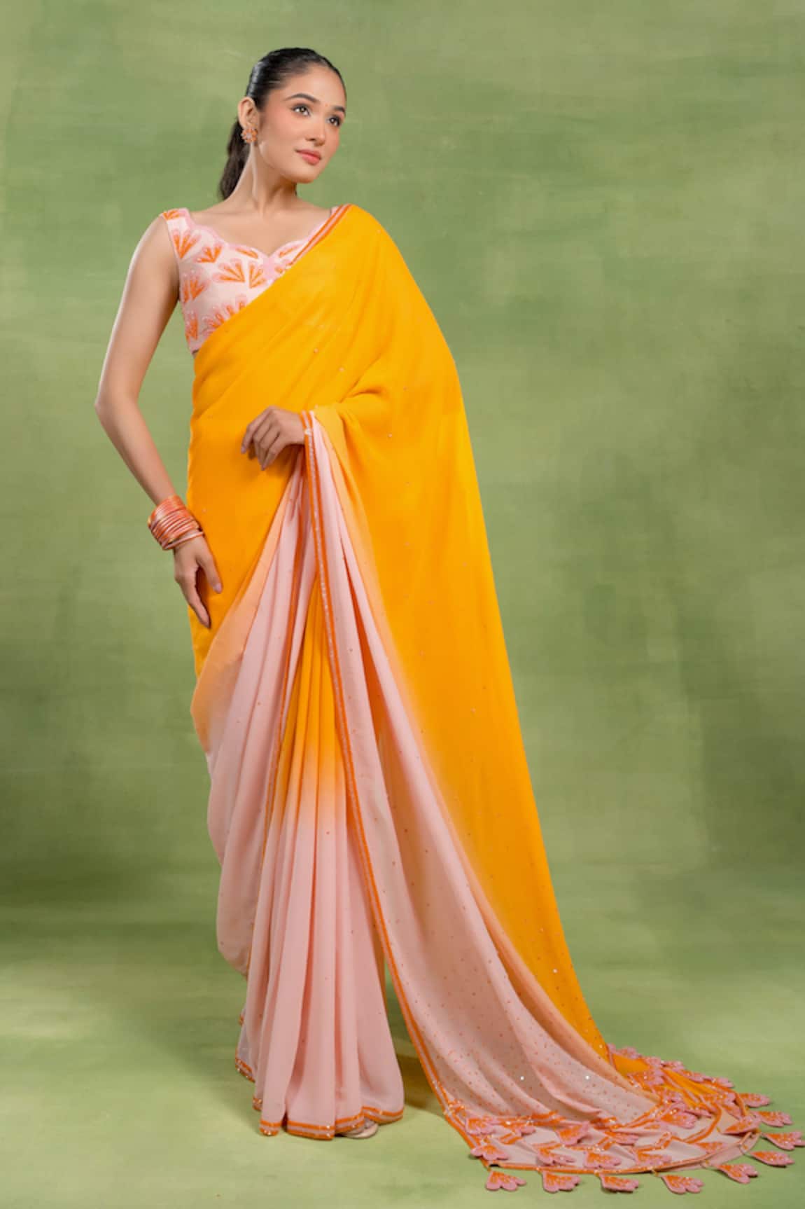 Tuhina Srivastava Ombre Georgette Saree With Blouse