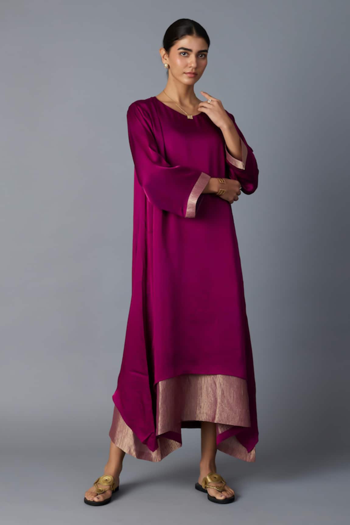 Vasstram Chameli Zari Striped Layered Dress