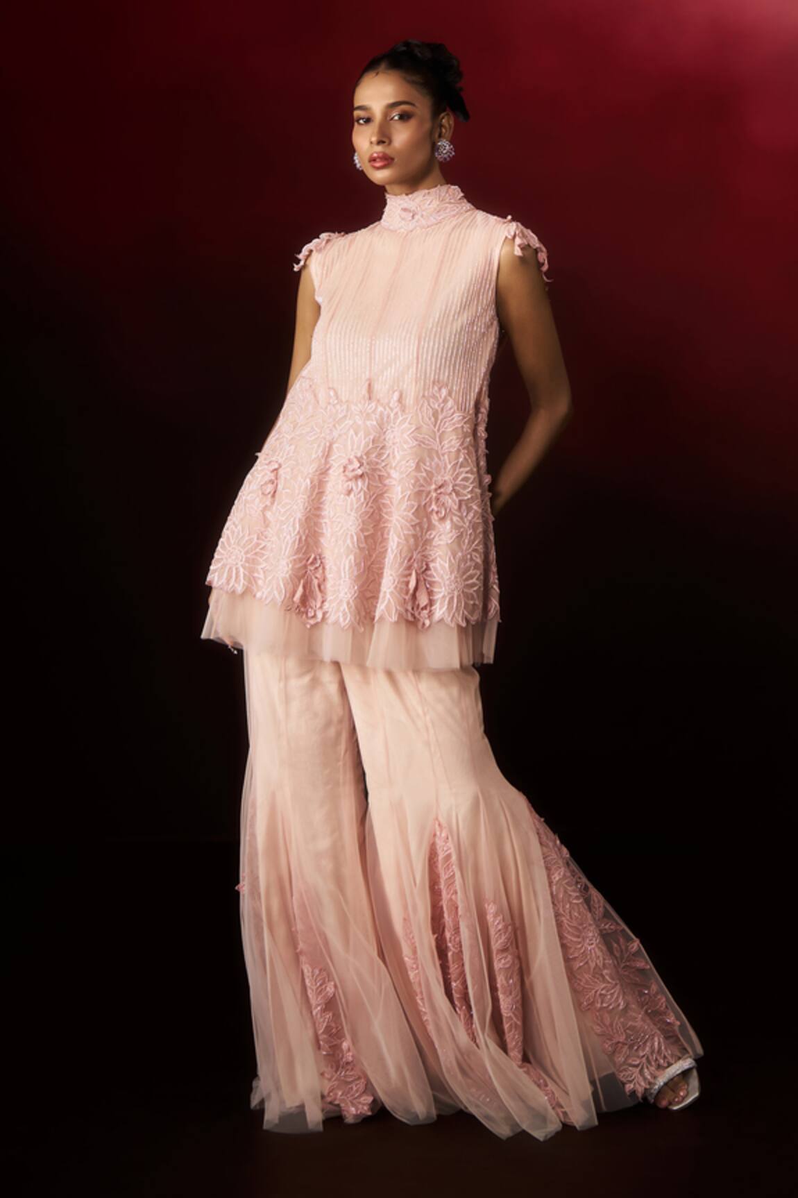 Aanchal Vijaywargi Bare Embroidered Top With Sharara