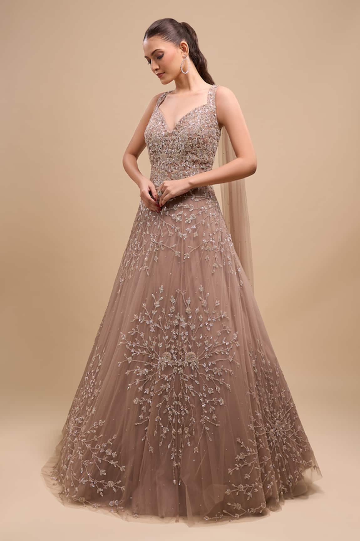 Azeera Sequin Work Ball Gown