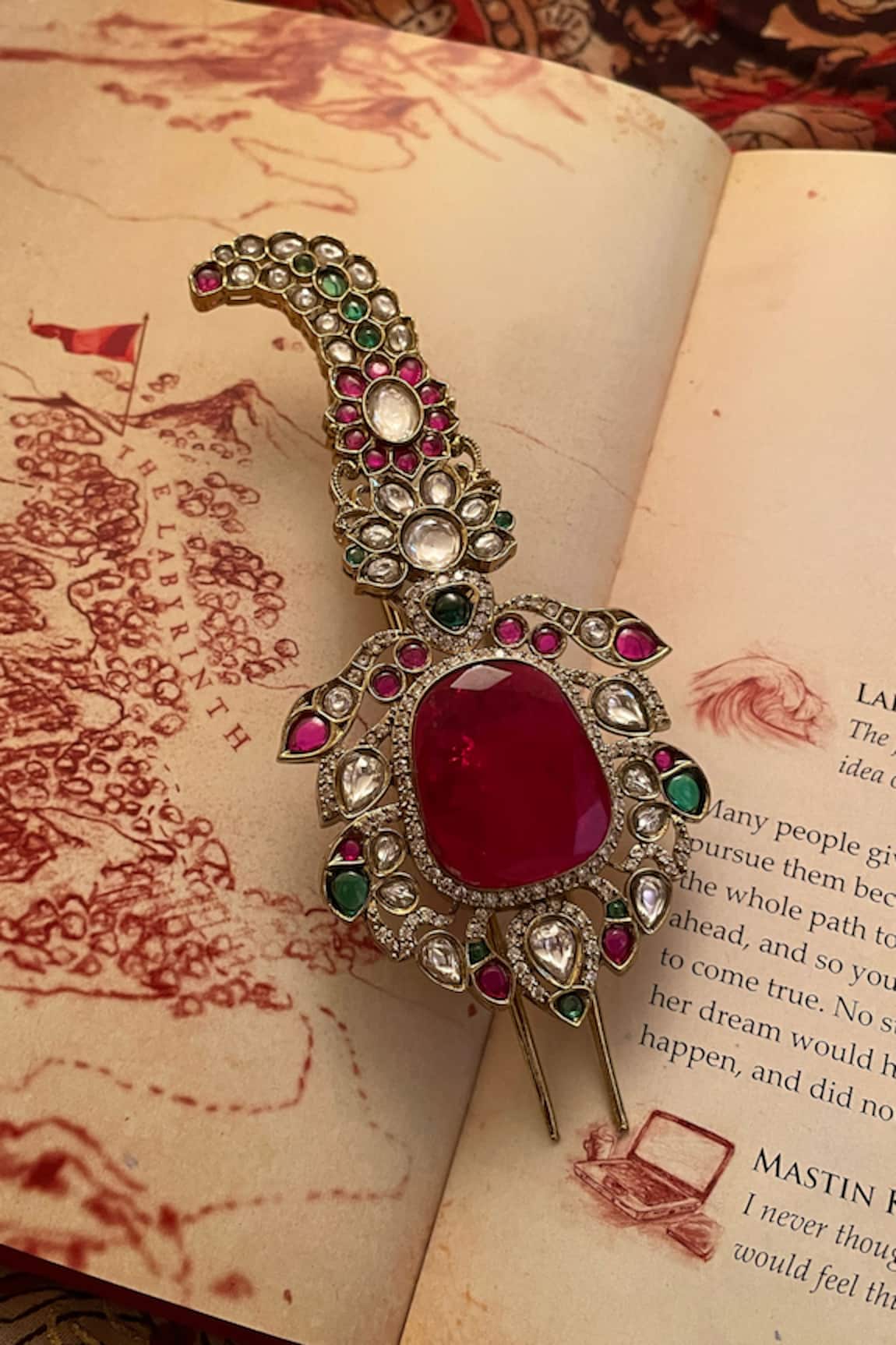Saga Jewels Ruby & Pearl Kundan Polki Kalangi 