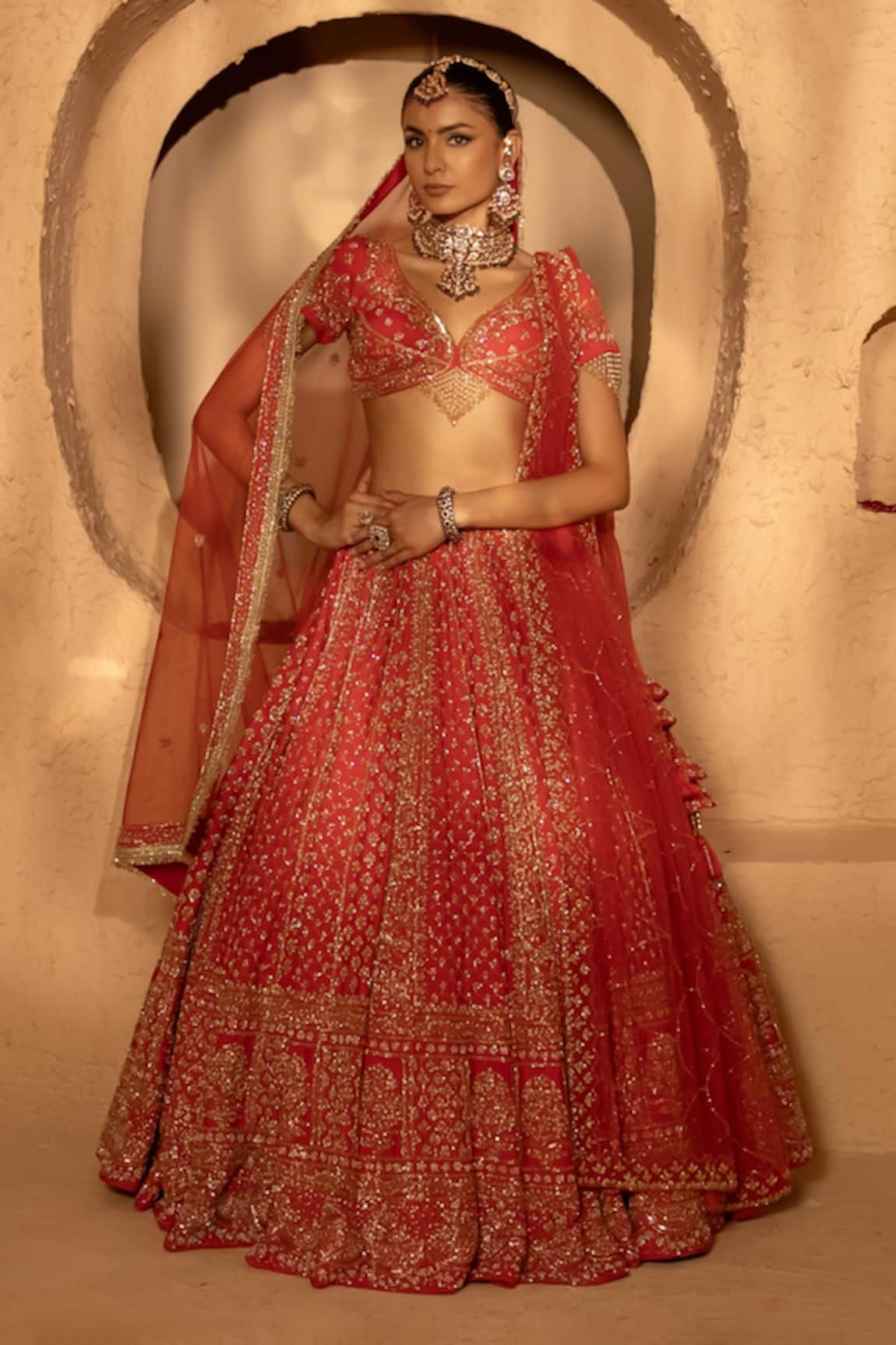 Amaltas Couture Jaal Hand Embroidered Bridal Lehenga Set