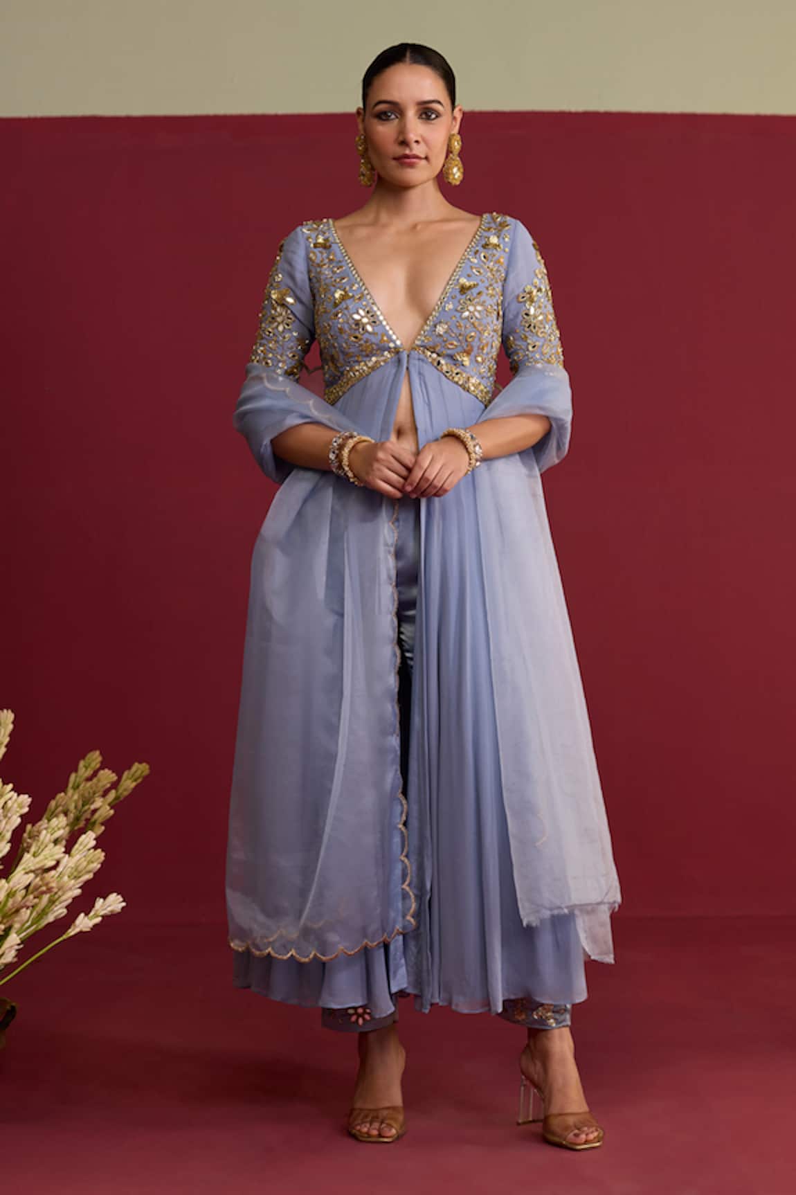 Meesa Hand Embroidered Anarkali Set