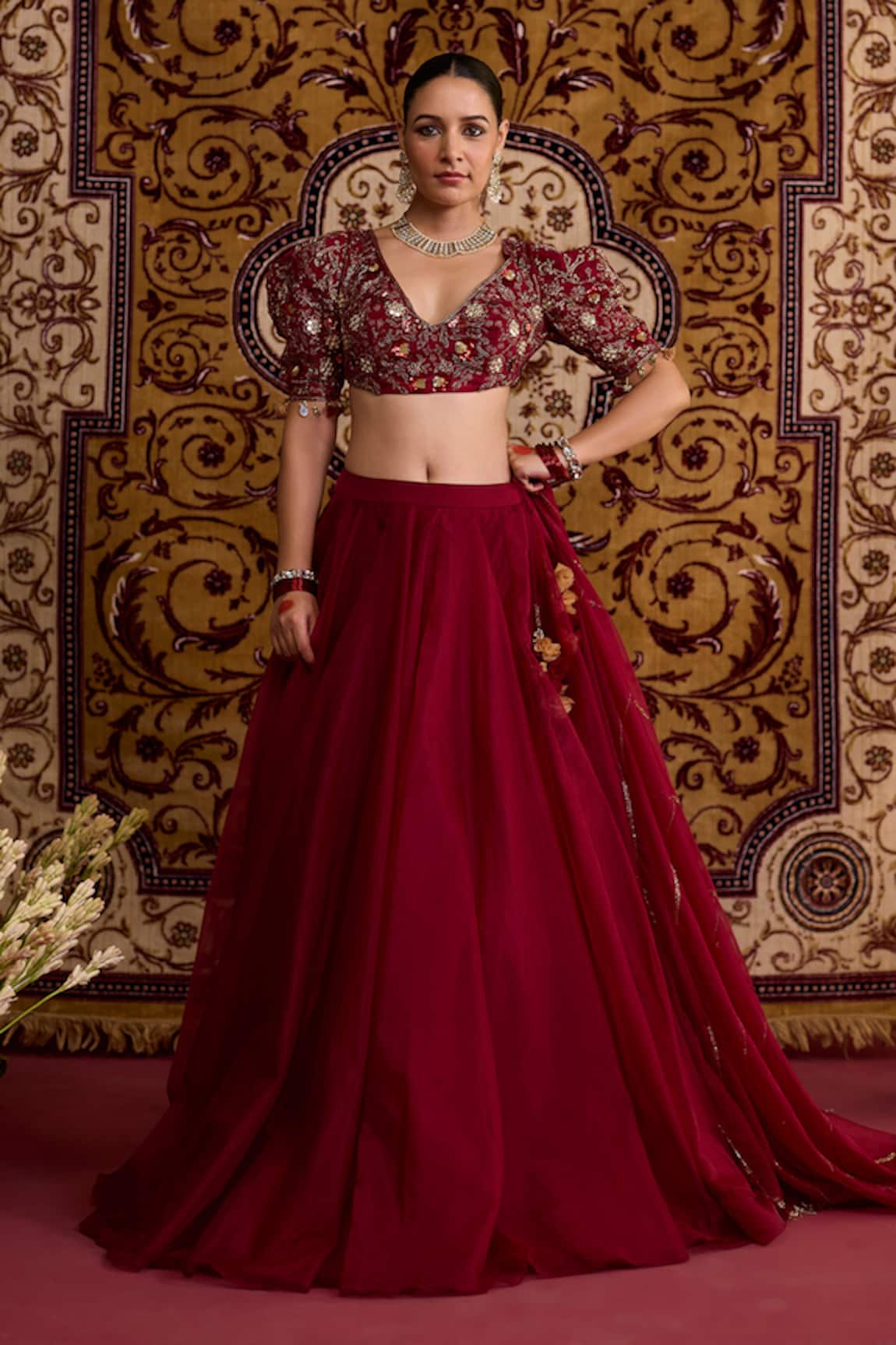 Meesa Embroidered Organza Lehenga Set