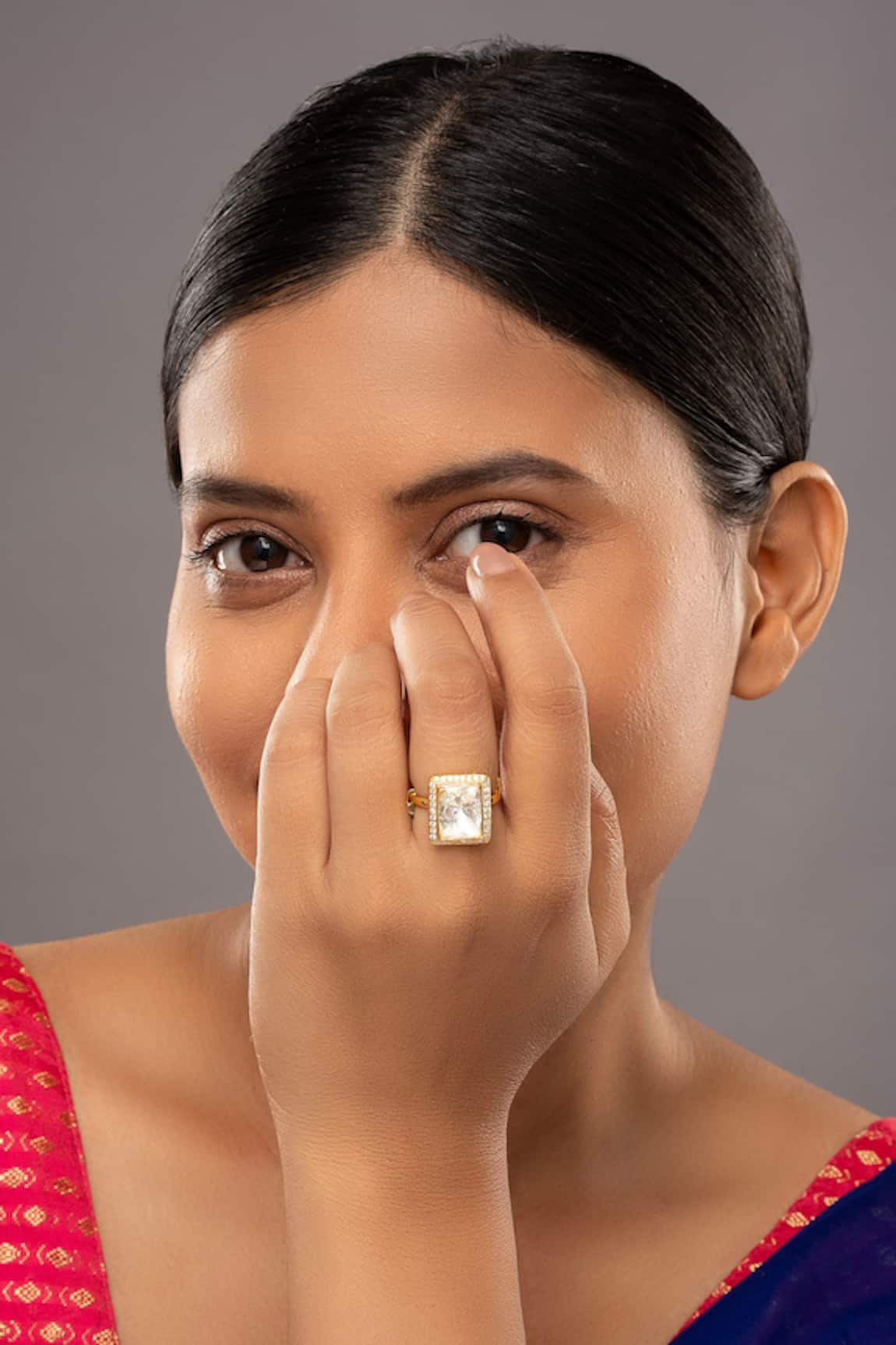 Sica Jewellery Navira Gold Plated Square Stone Ring 