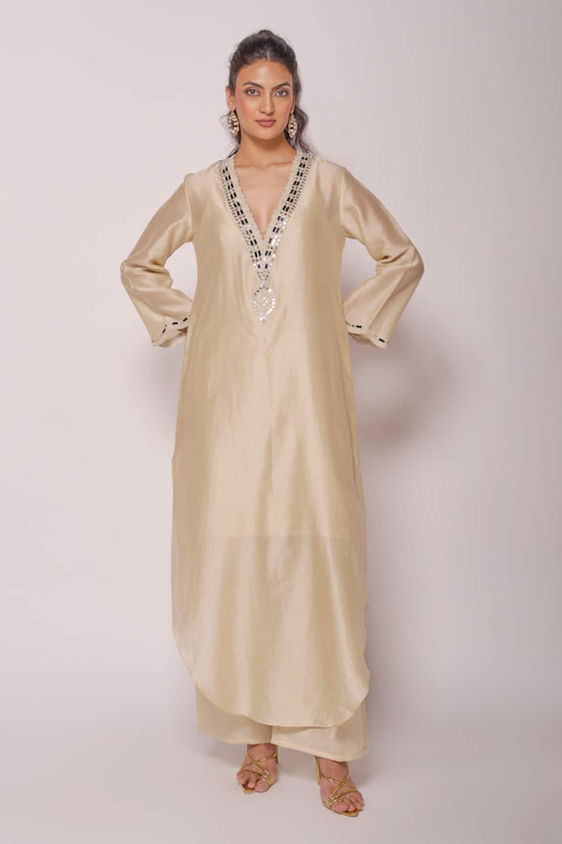 Ankita Dharman Ivory Pearl Kaftan & Pant Set