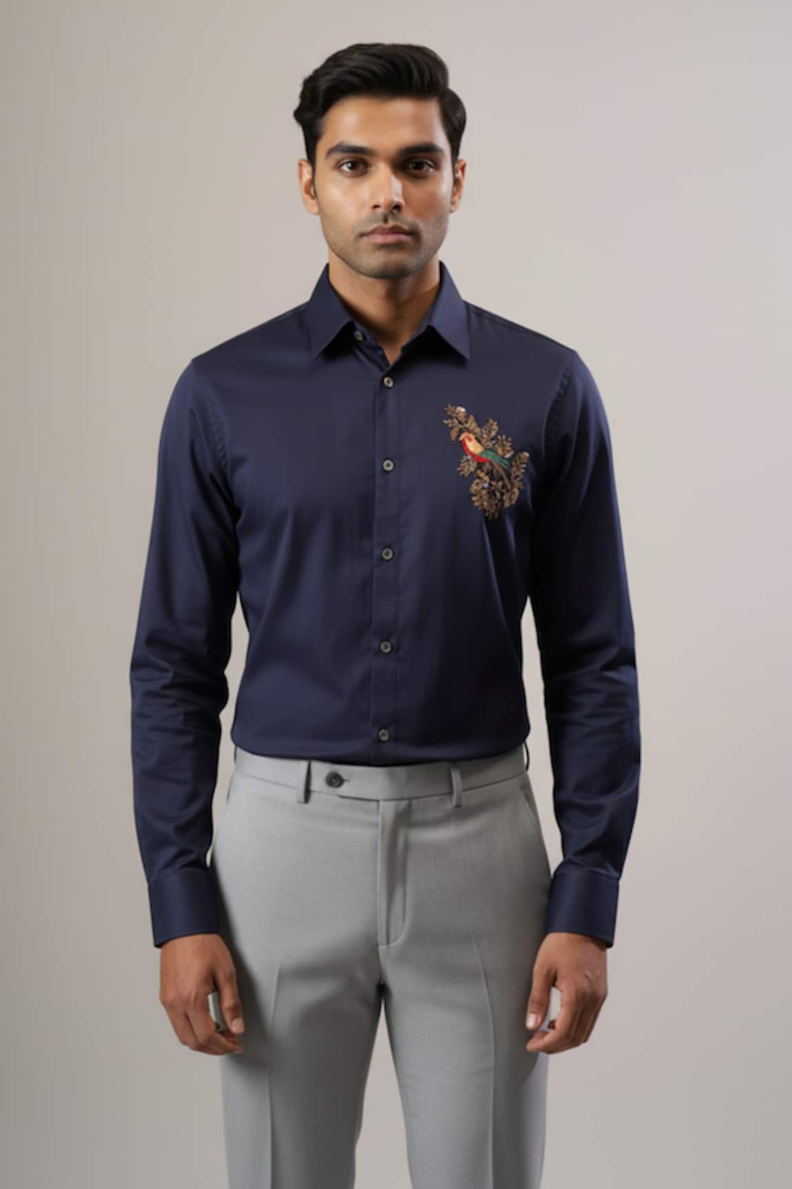 Rohit Bal Bird Placement Embroidered Shirt