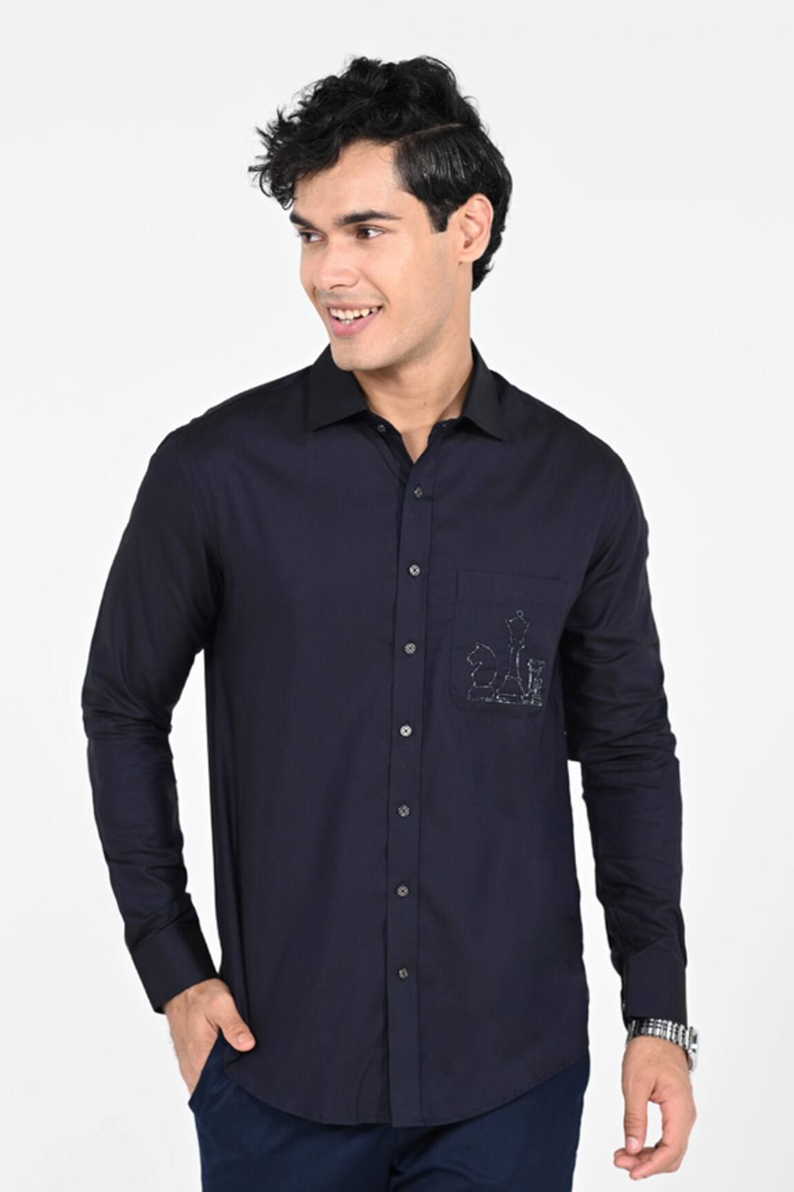 Kalpana Naik Chess Cutdana Hand Embroidered Shirt 