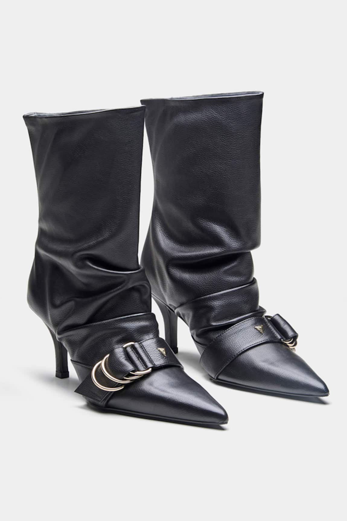 Oroh Genuine Leather Buckle Detail Ankle Boots
