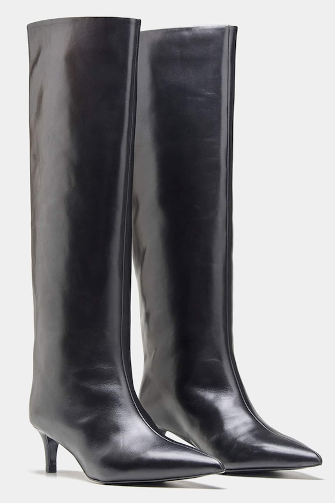 Oroh Paula Pointed Toe Kitten Heel Long Boots