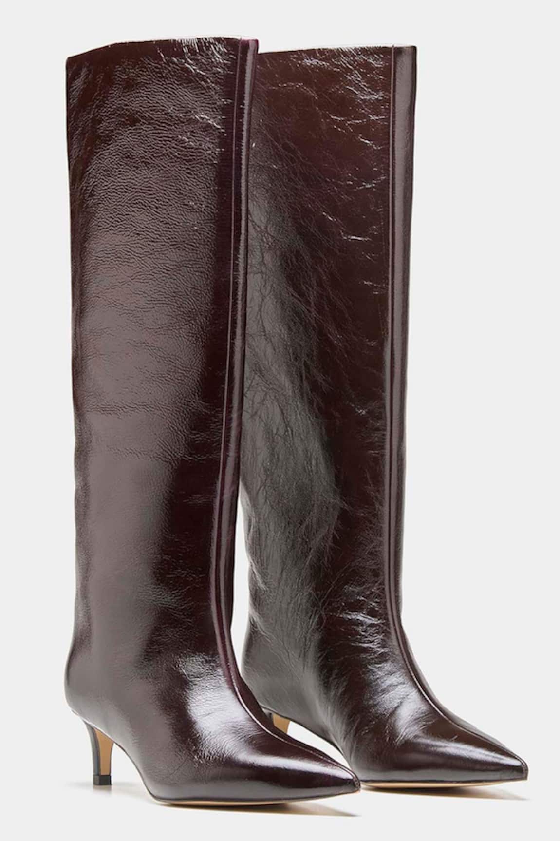 Oroh Paula Pointed Toe Kitten Heel Long Boots