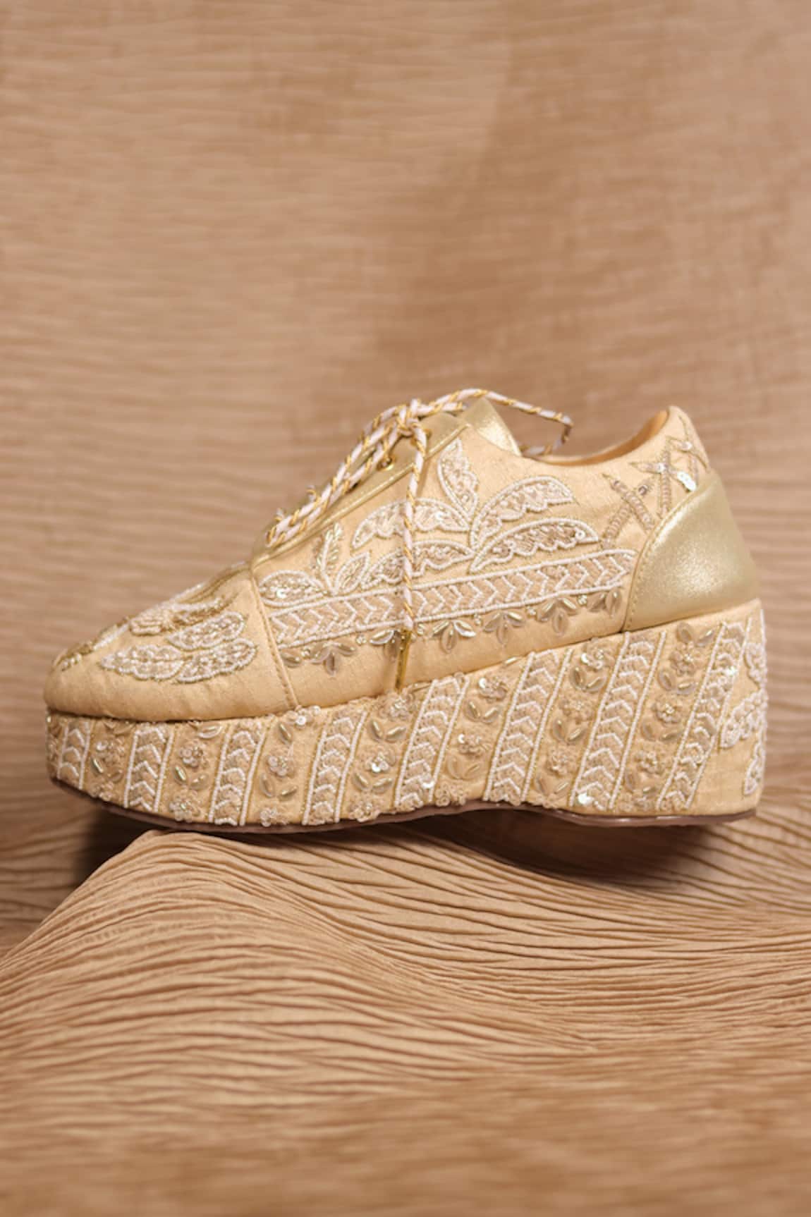 Around Always Aranya Embroidered Platform Sneaker Wedges 