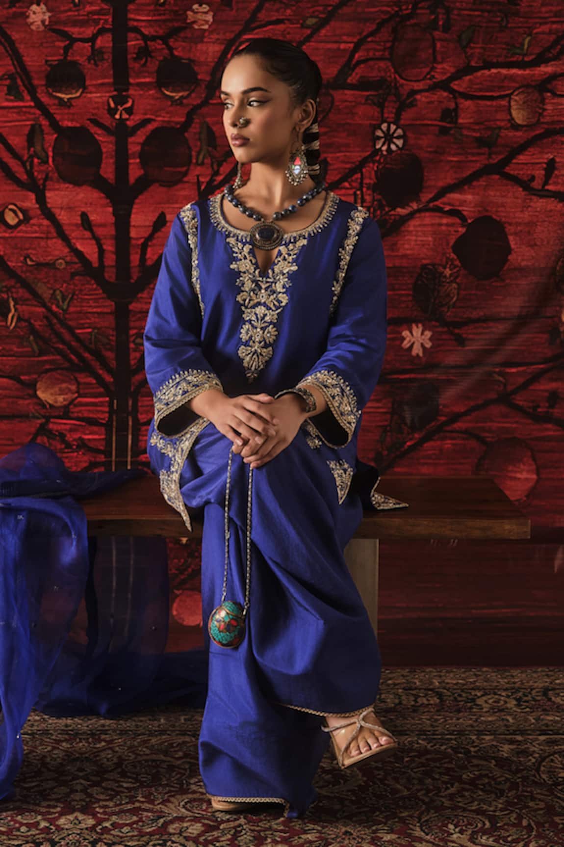 Shalkii Embroidered Kalidar Kurta & Salwar Set
