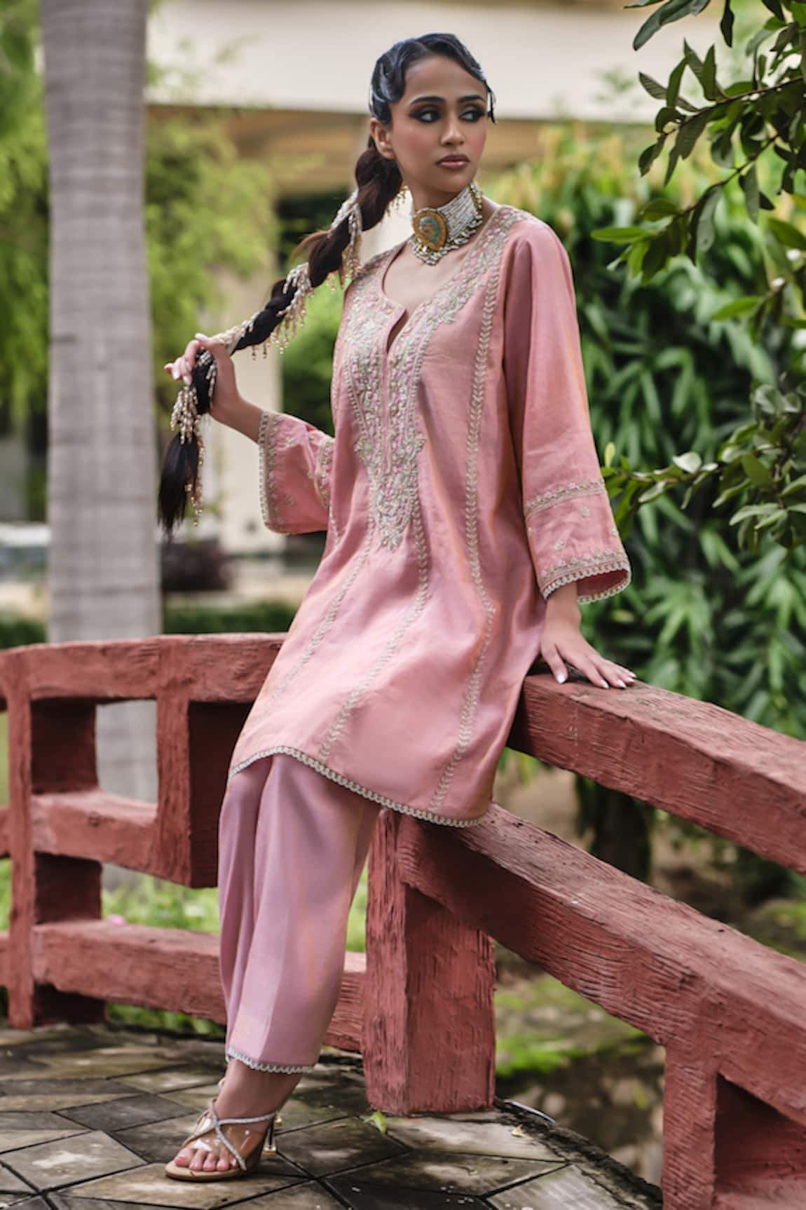 Shalkii Sequin & Pearl Embroidered Kurta Set
