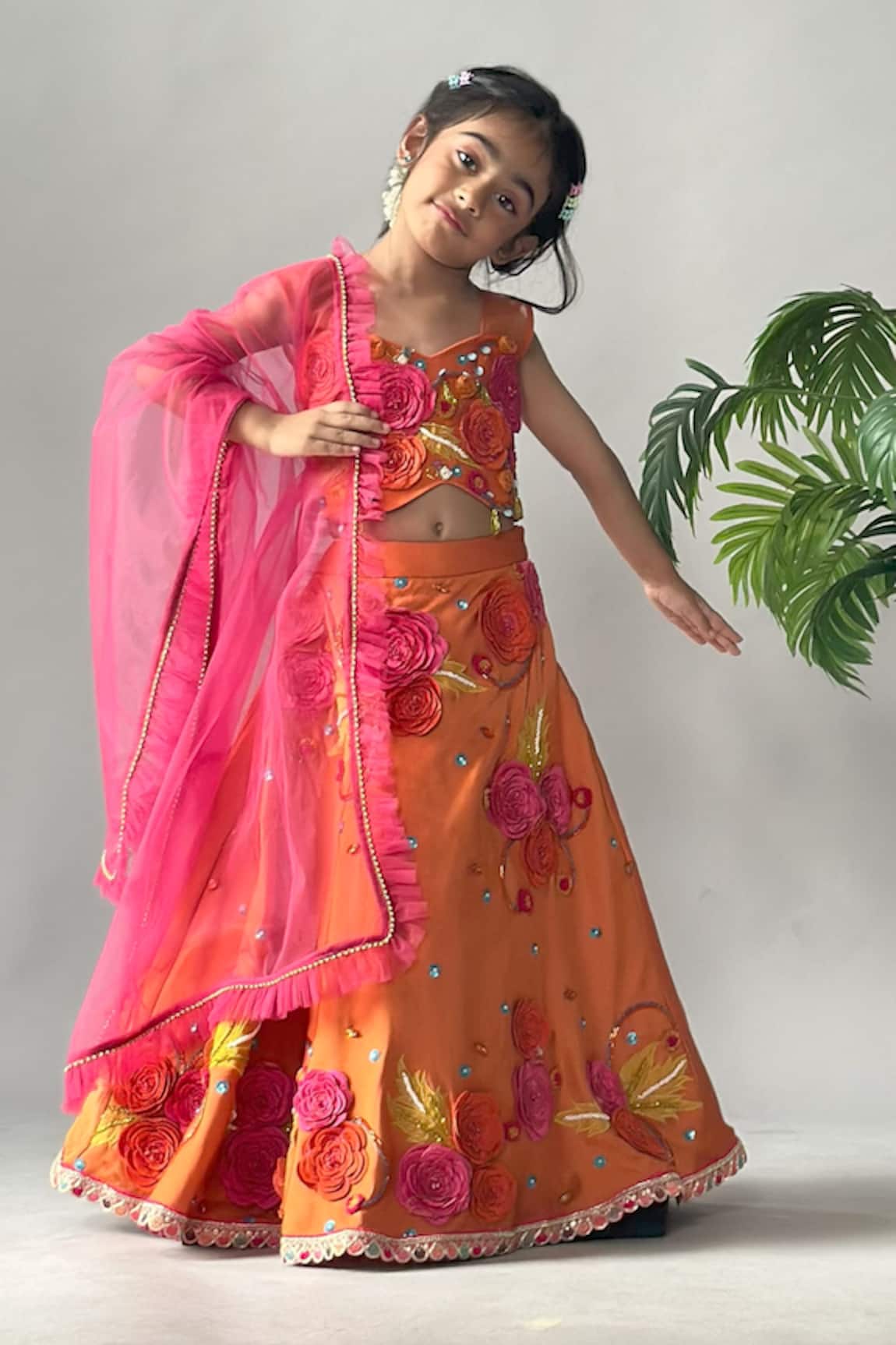 Merge Design Floral Applique Lehenga Set 