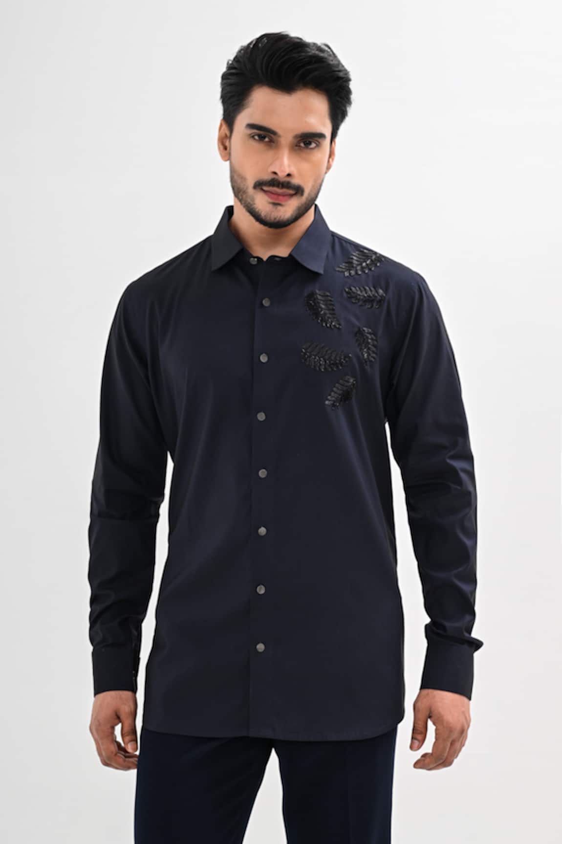 Kalpana Naik The Blue Ferns Hand Embroidered Shirt