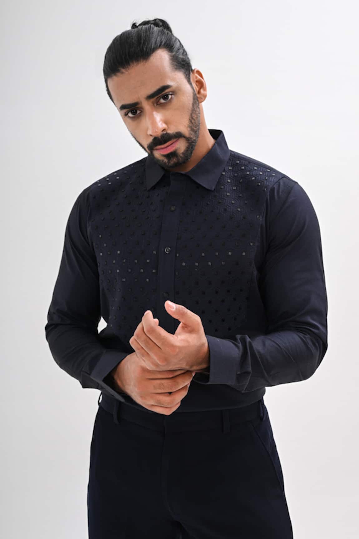 Kalpana Naik Midnight Blue Quilted Hand Embroidered Shirt