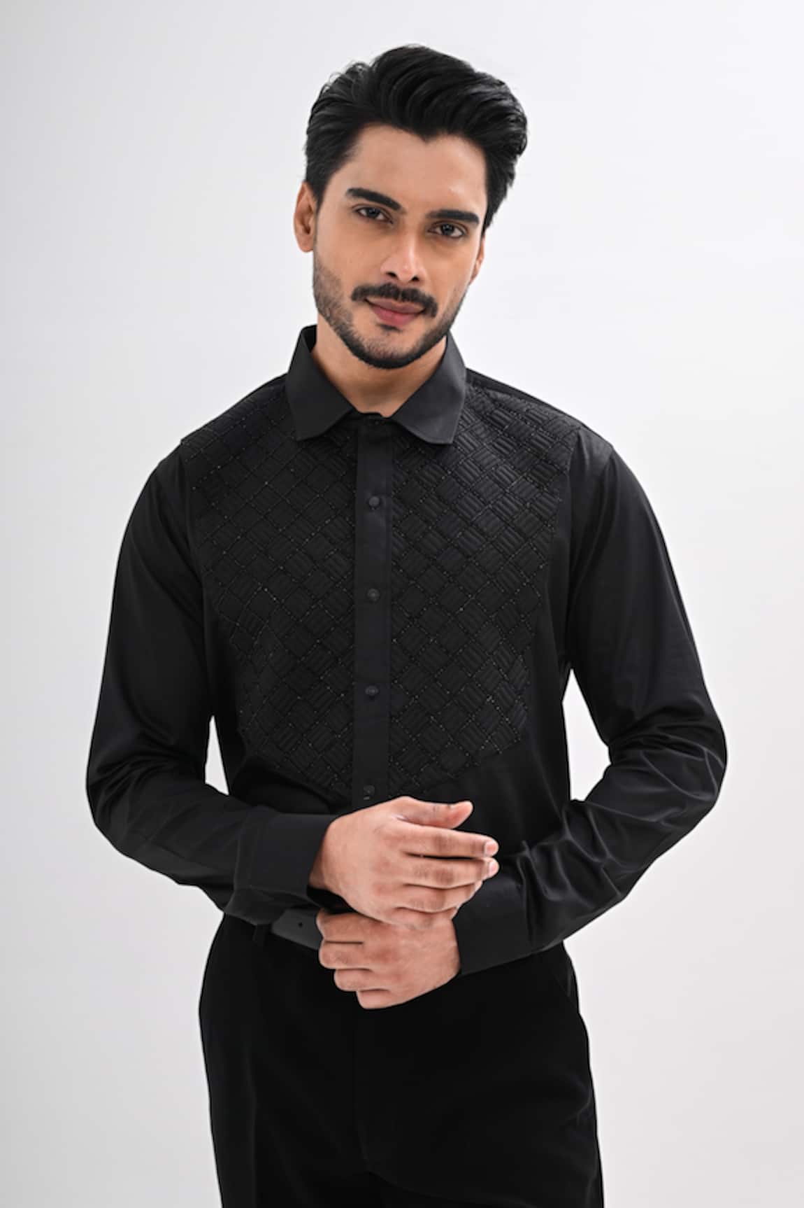 Kalpana Naik Black Quilted Hand Embroidered Shirt