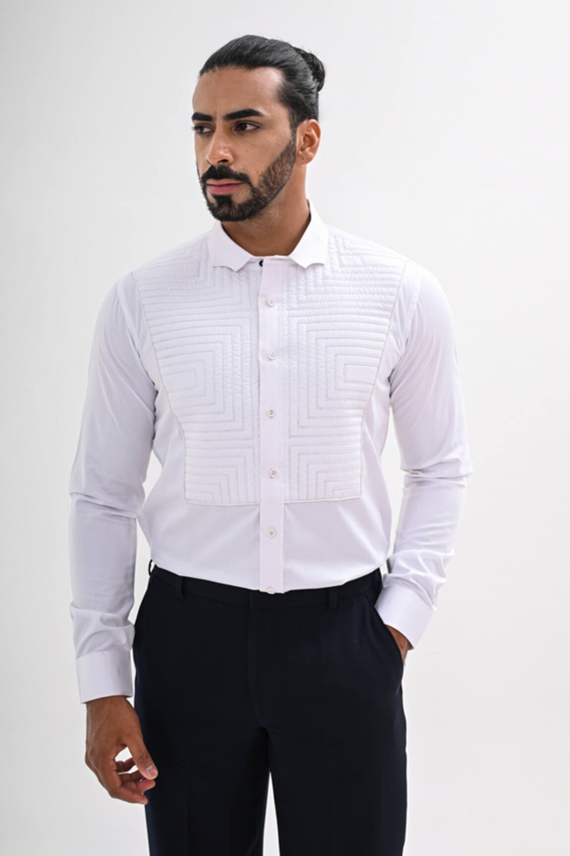 Kalpana Naik White Quilted Hand Embroidered Shirt