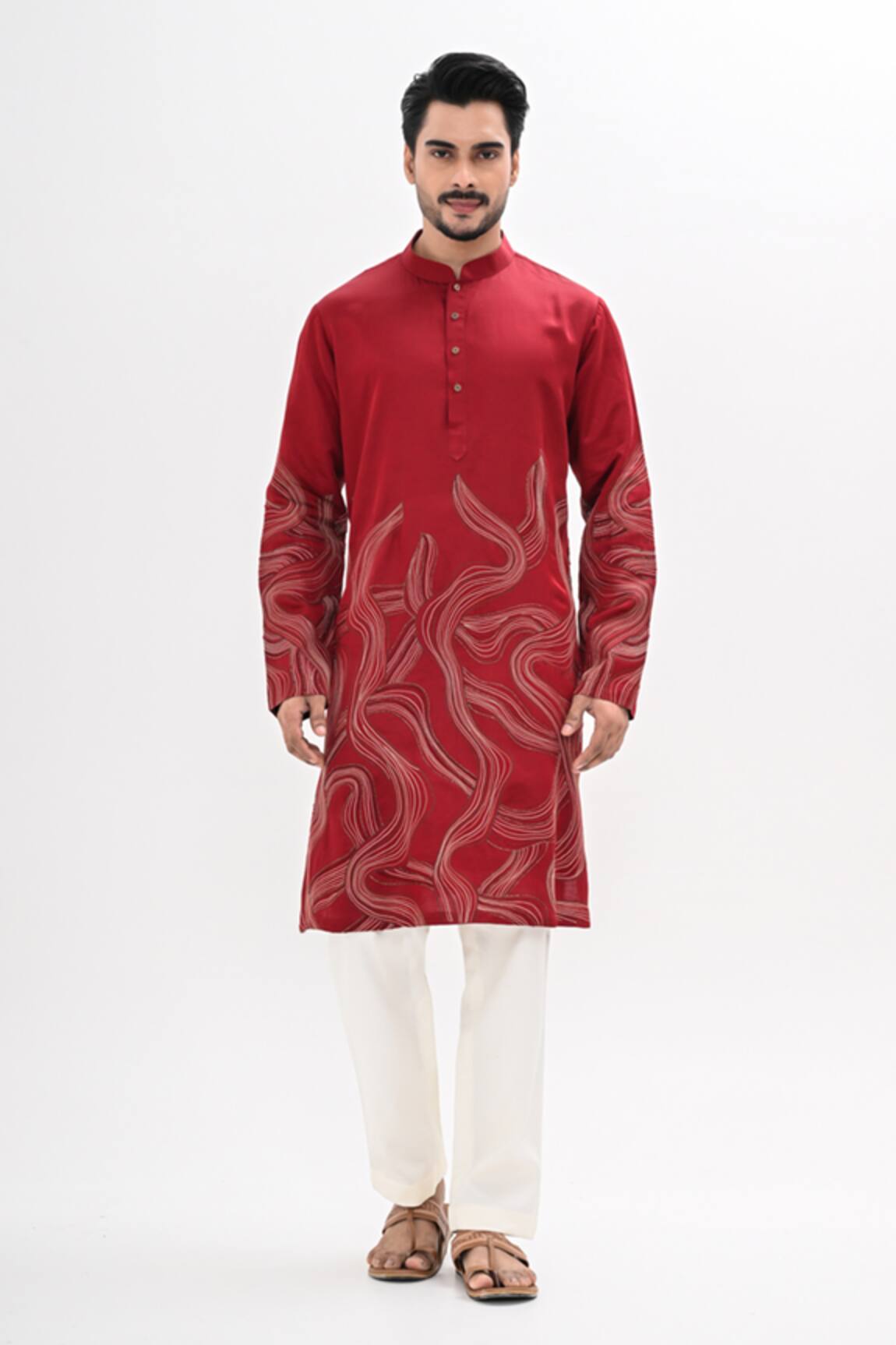 Kalpana Naik Crimson Flow Hand Embroidered Kurta Set 