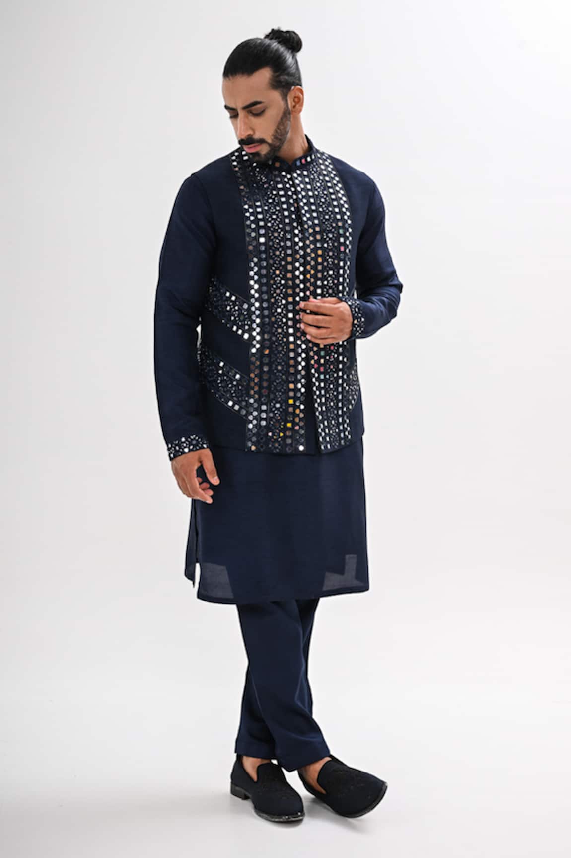 Kalpana Naik Sheesh Mahal Embroidered Nehru Jacket & Kurta Set