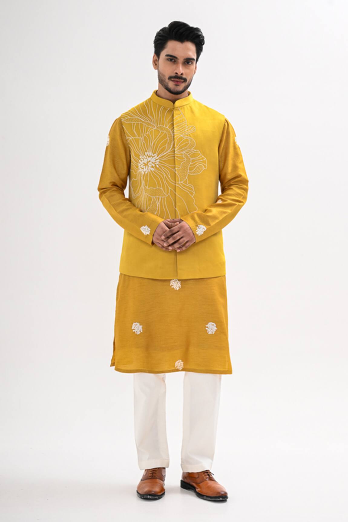 Kalpana Naik Marigold Muse Nehru Jacket & Kurta Set 