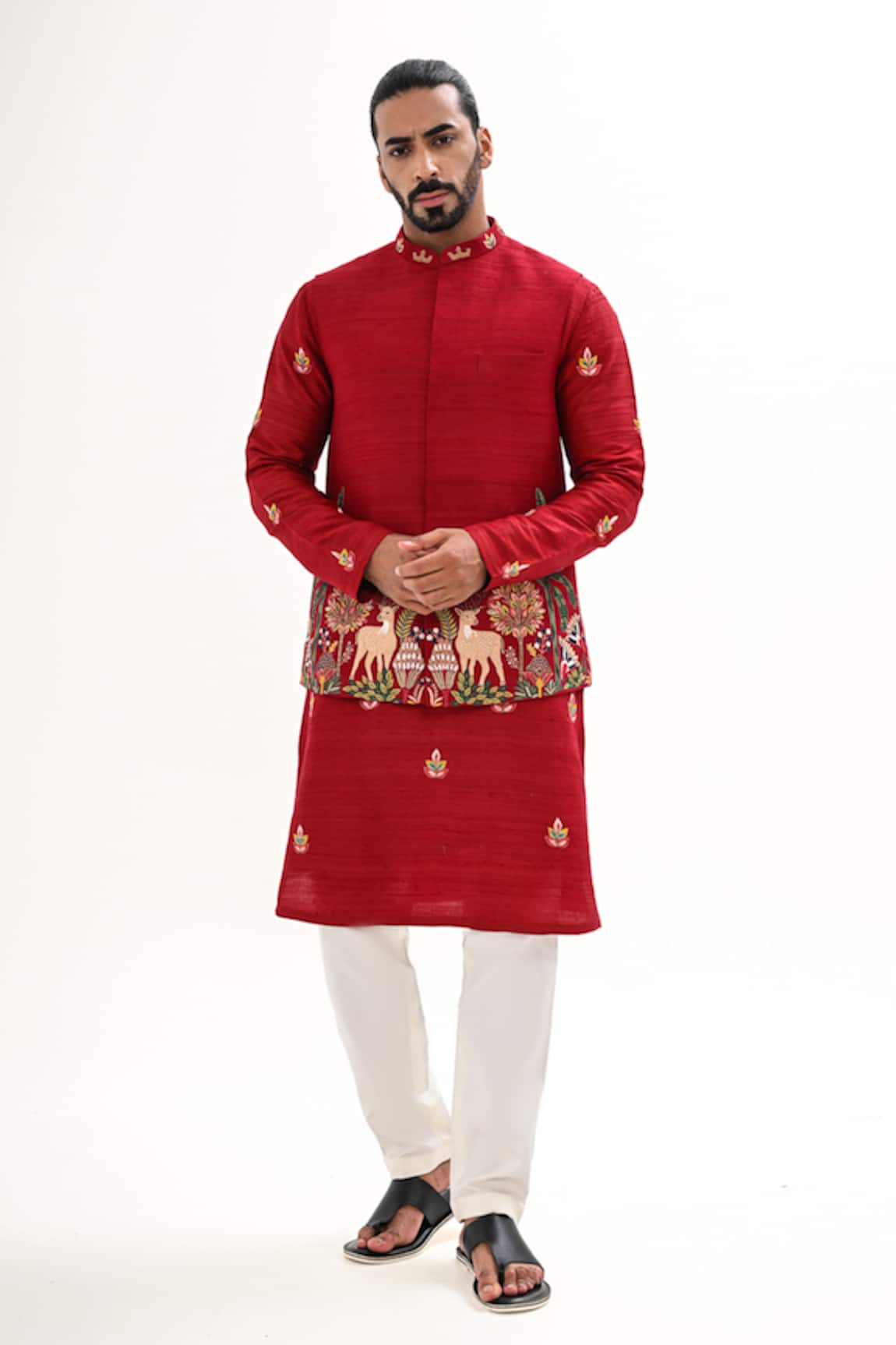 Kalpana Naik Laal Aangan Nehru Jacket & Kurta Set