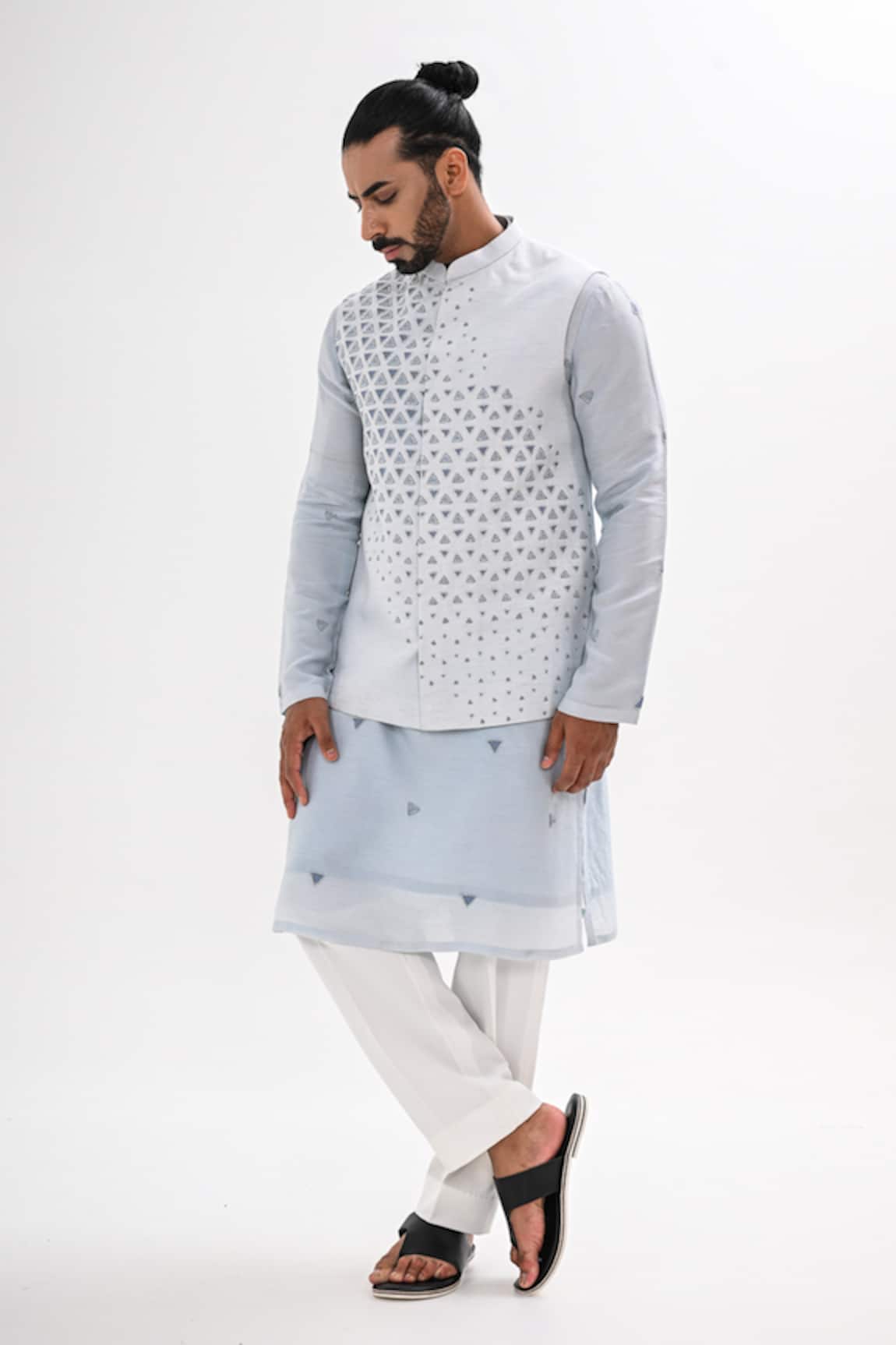 Kalpana Naik Neel Trikon Nehru Jacket & Kurta Set 