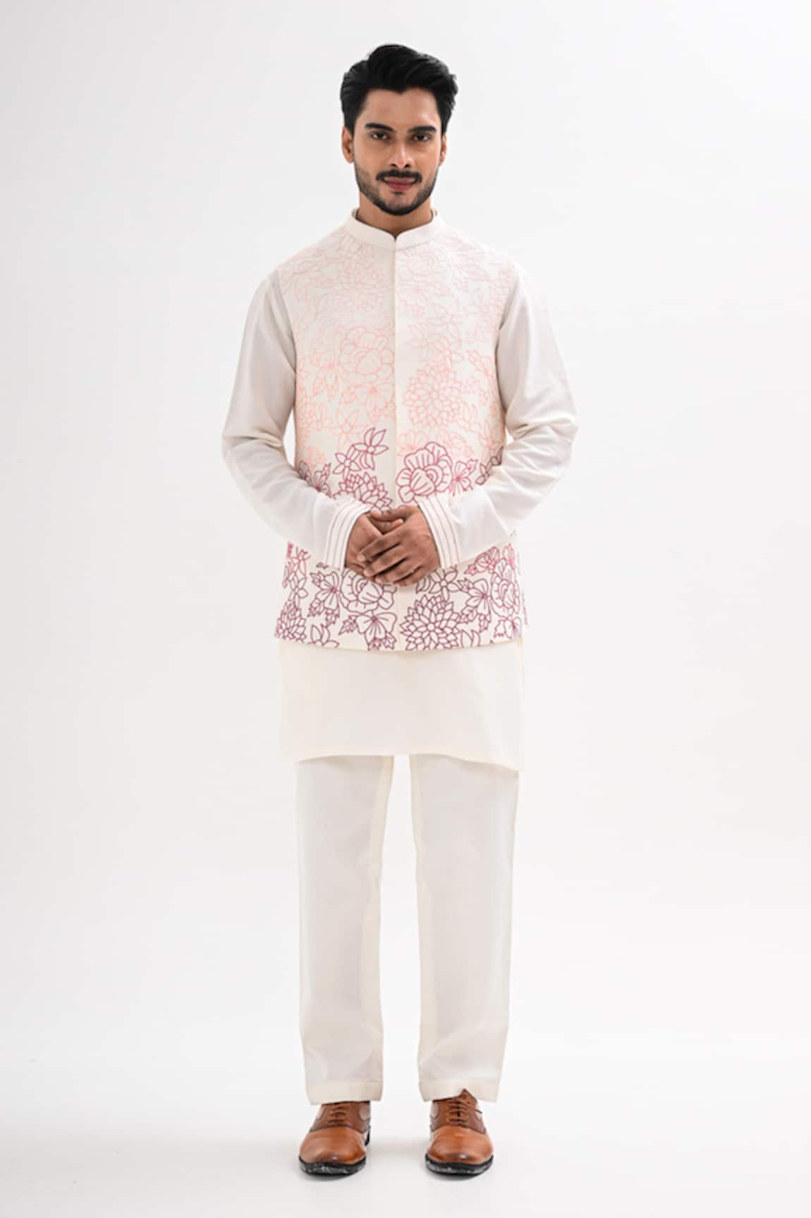 Kalpana Naik Phoolon Ki Lakeer Nehru Jacket & Kurta Set 