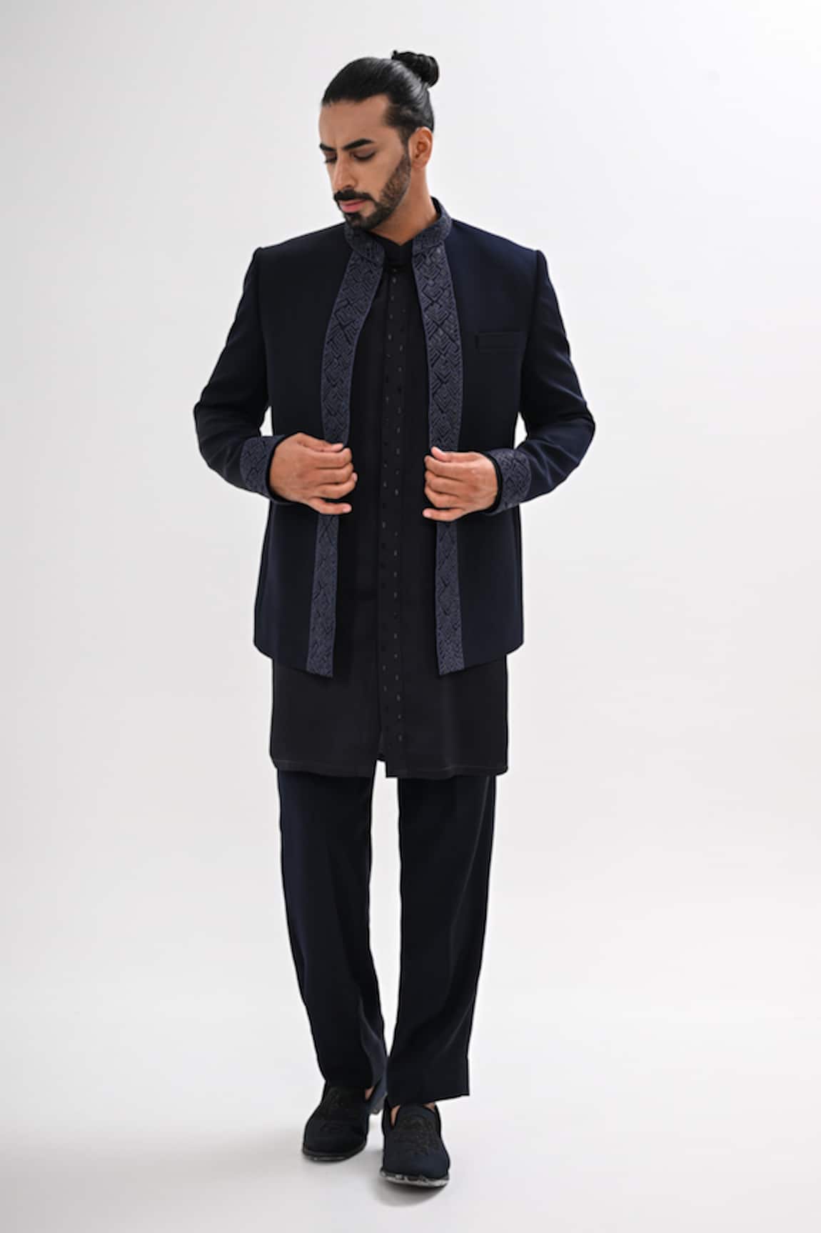 Kalpana Naik Hand Embroidered Open Bandhgala & Kurta Set 