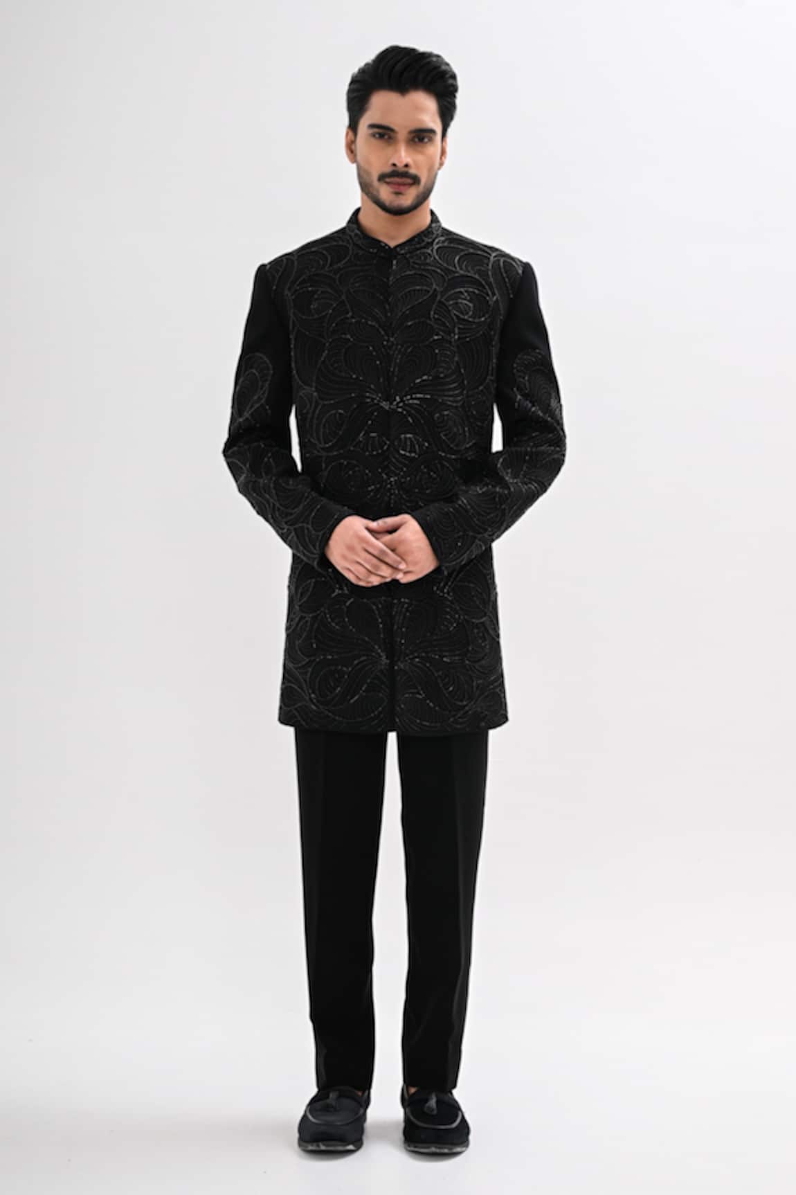 Kalpana Naik Cosmic Waves Hand Embroidered Achkan Set 