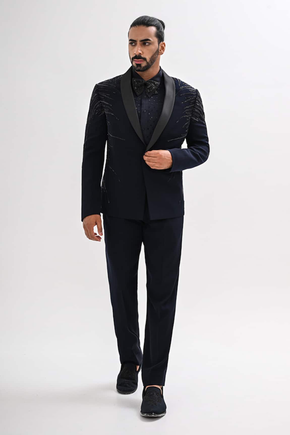 Kalpana Naik Navy Electria Hand Embroidered Tuxedo Set