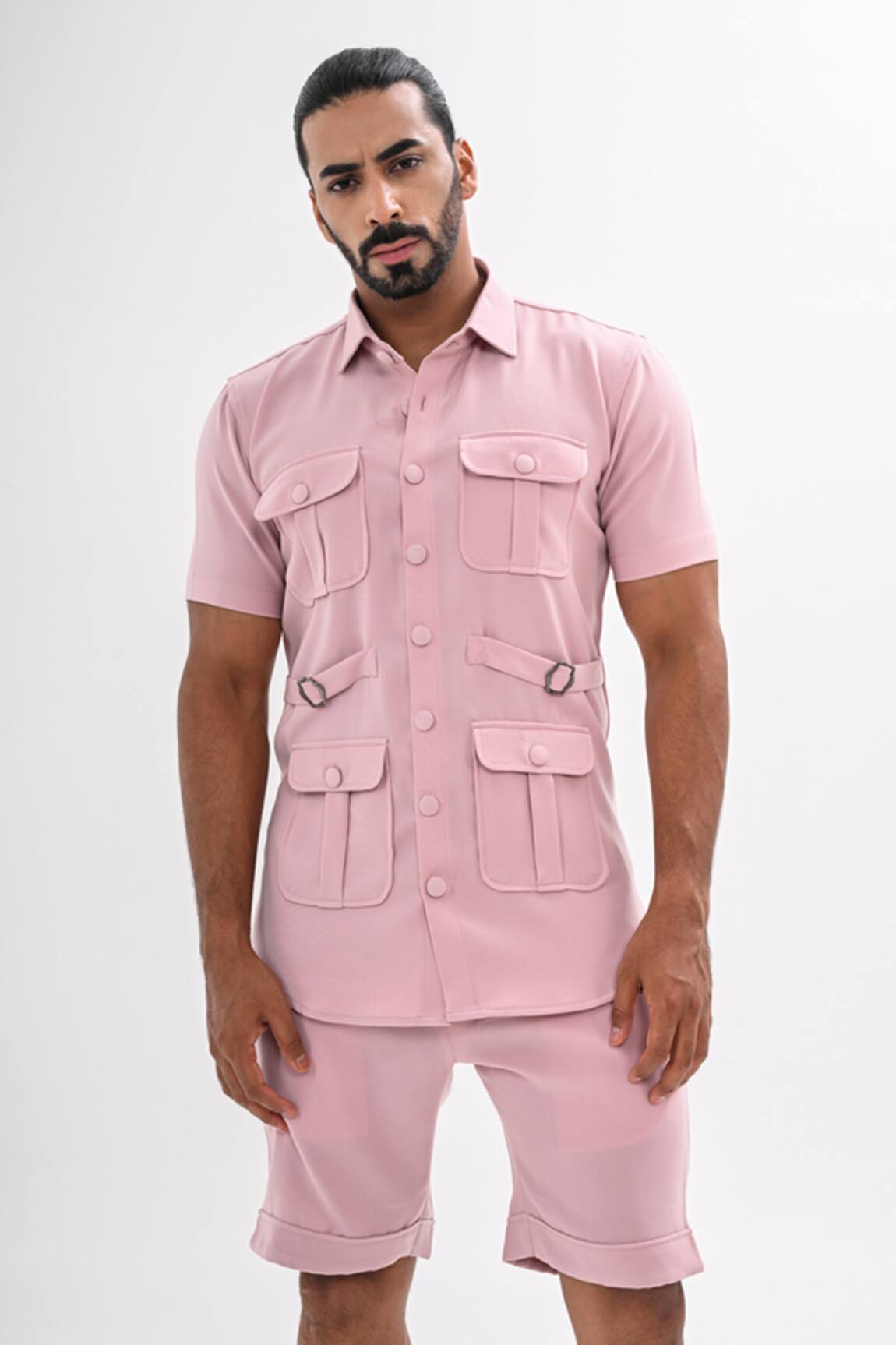Kalpana Naik Blush Pink Pocketed Shirt & Shorts Co-ord Set
