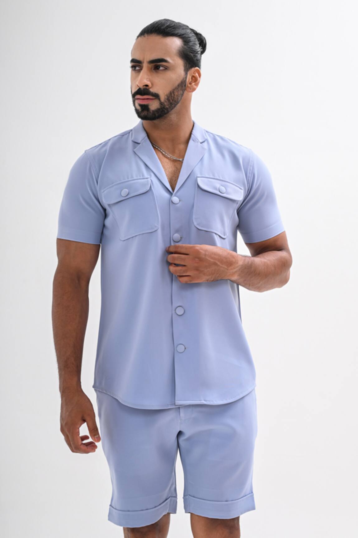 Kalpana Naik Baby Blue Shirt & Shorts Co-ord Set
