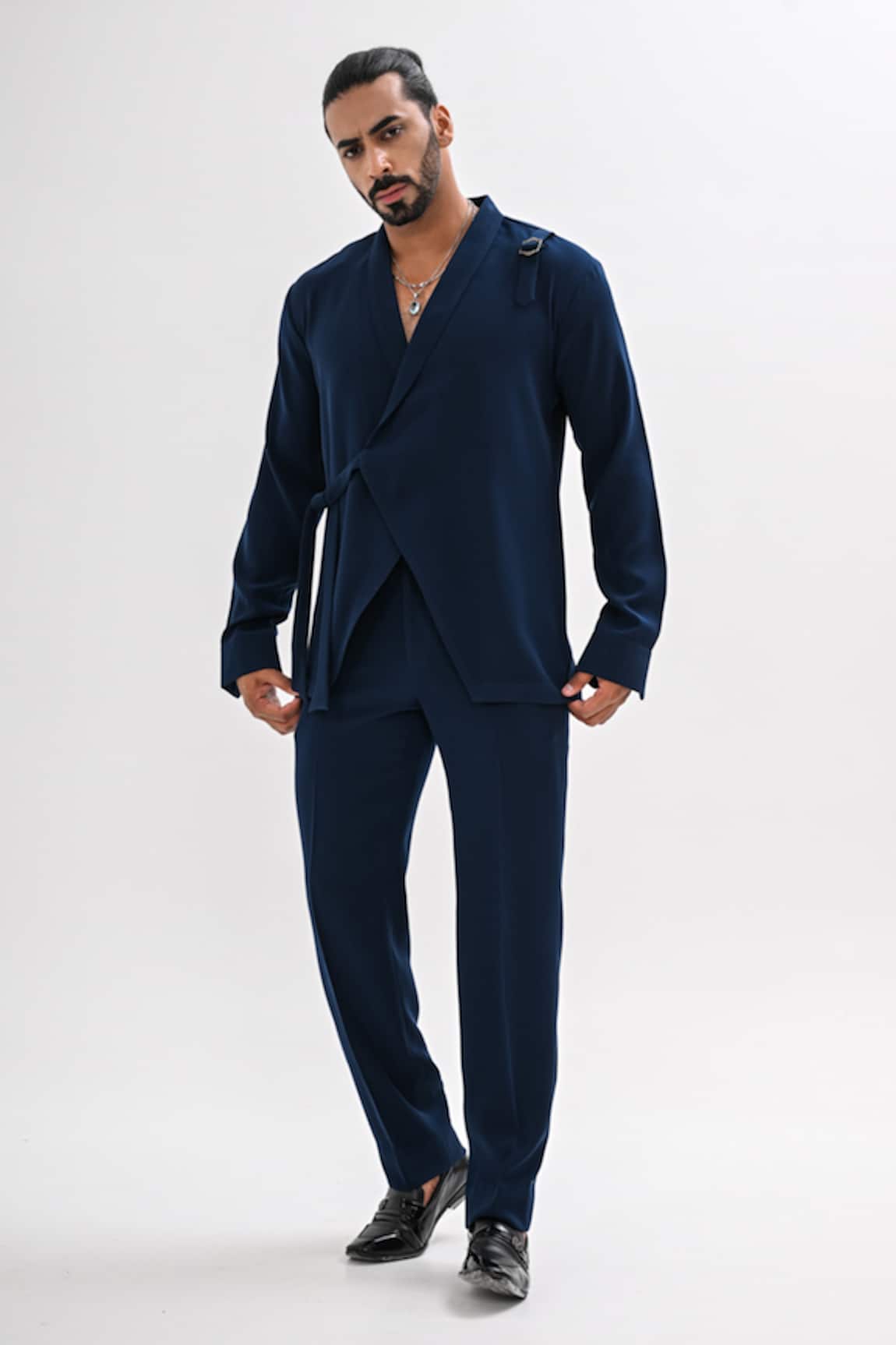 Kalpana Naik Teal Flap Jacket & Trouser Co-ord Set