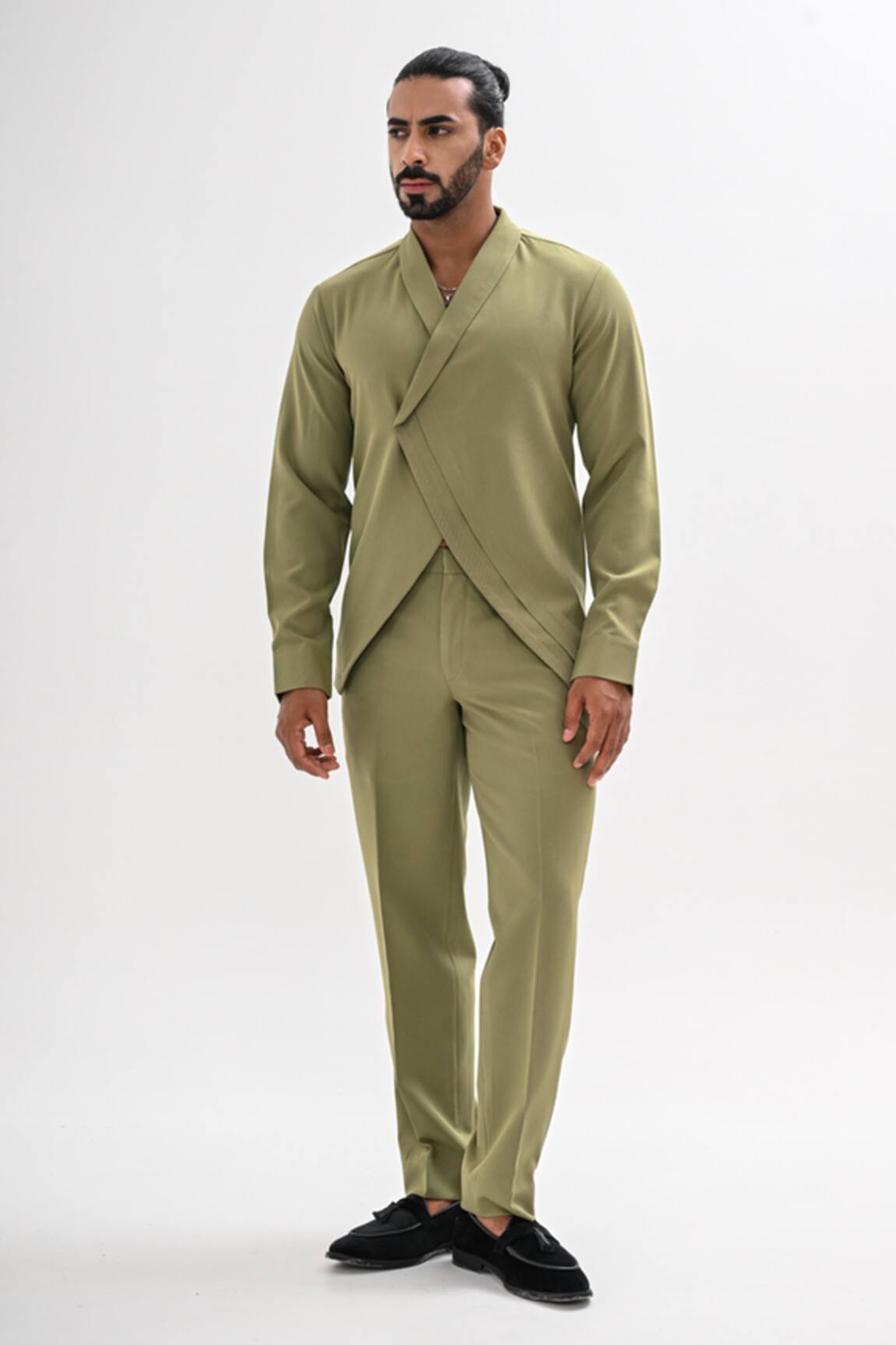 Kalpana Naik Olive Flap Shirt & Pant Co-ord Set 