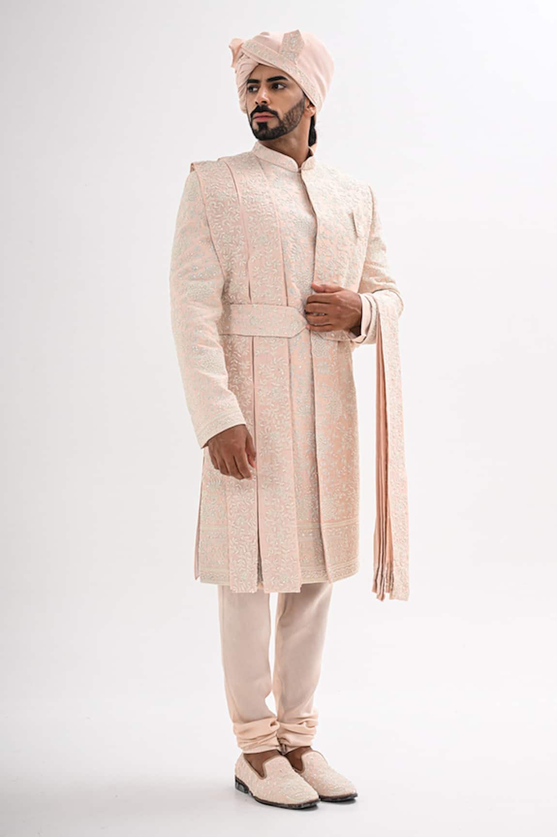 Kalpana Naik Blush Pink Embroidered Sherwani Set 