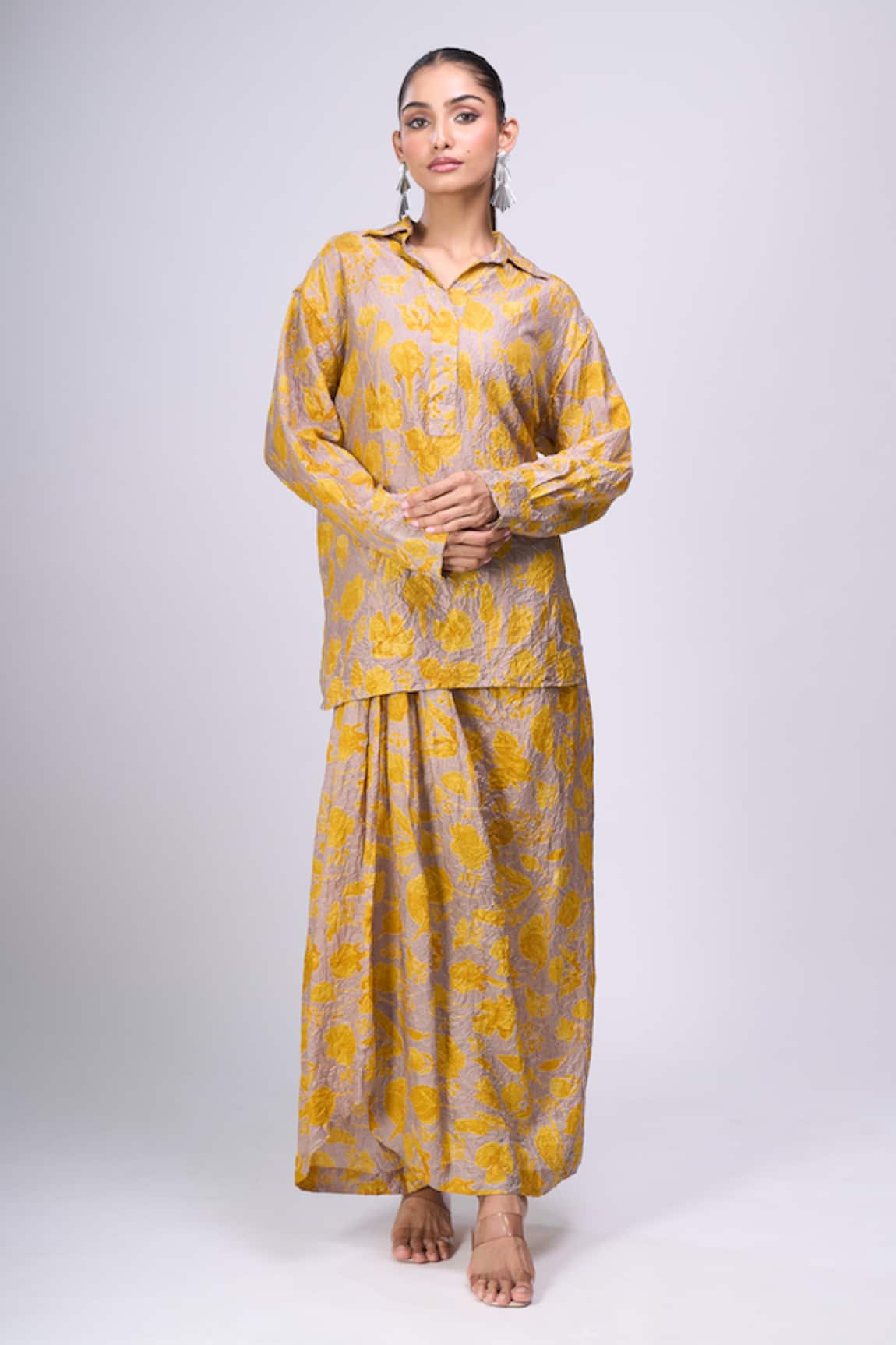 Divyam Mehta Floral Print Kurta With Skirt