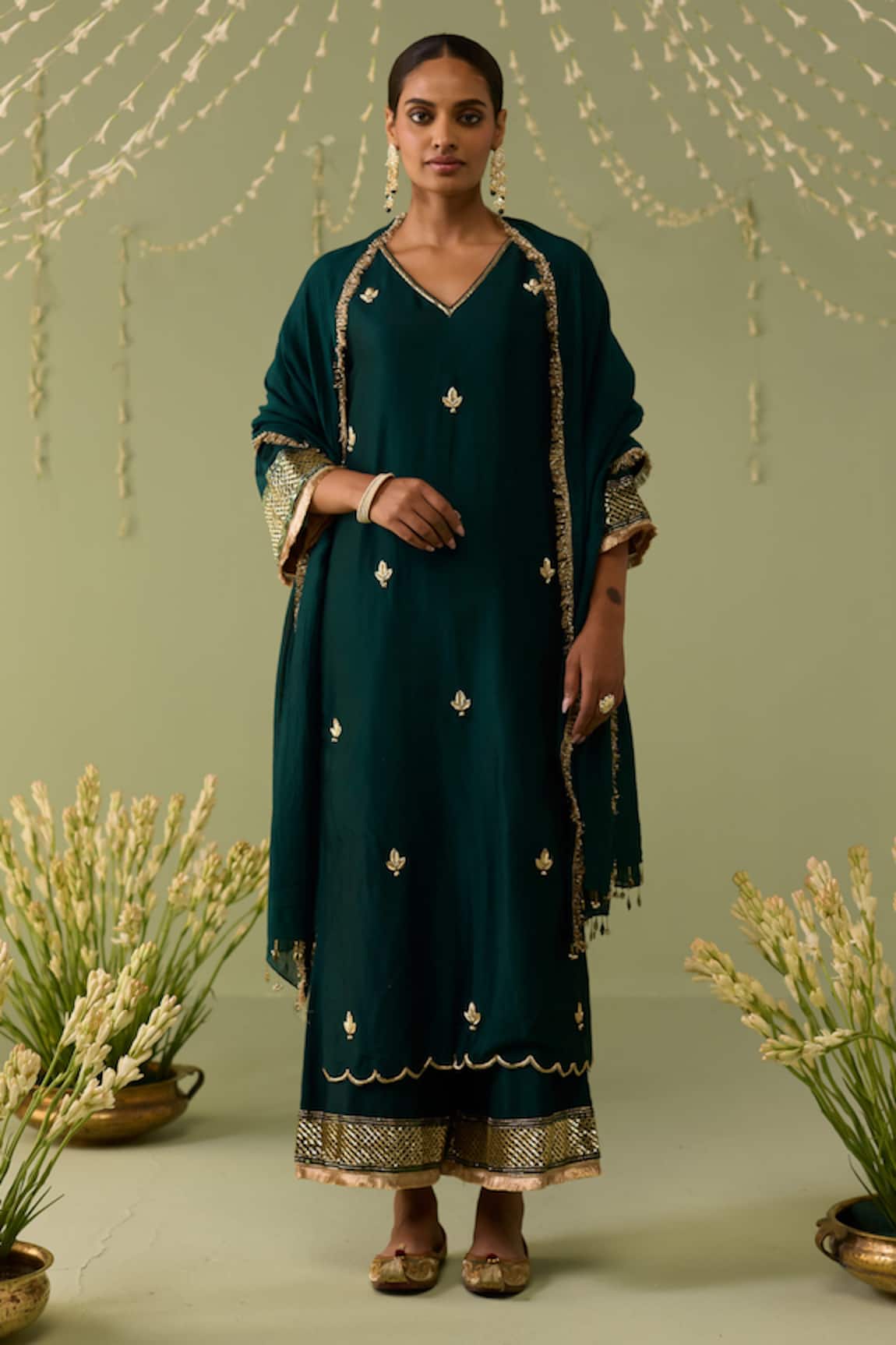 Meesa Green Hand Embroidered Kurta Set