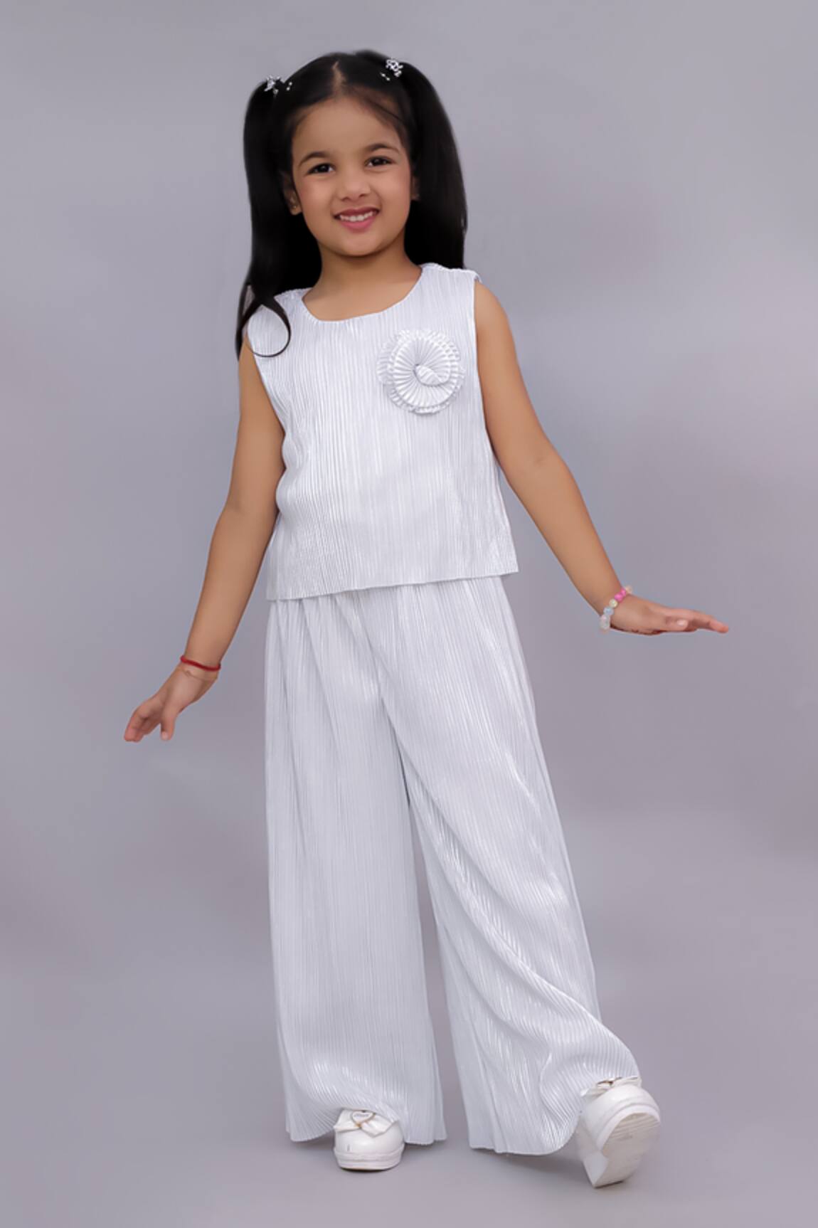 Lil Drama Glam Up 3D Floral Top & Pant Set 